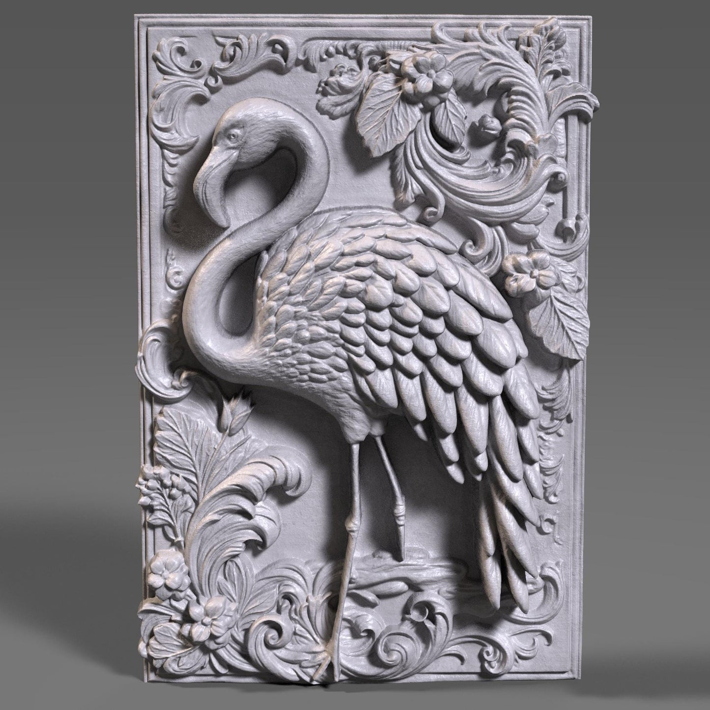 Flamingo 3D Relief: Tropical Bird CNC Carving (Digital Download)