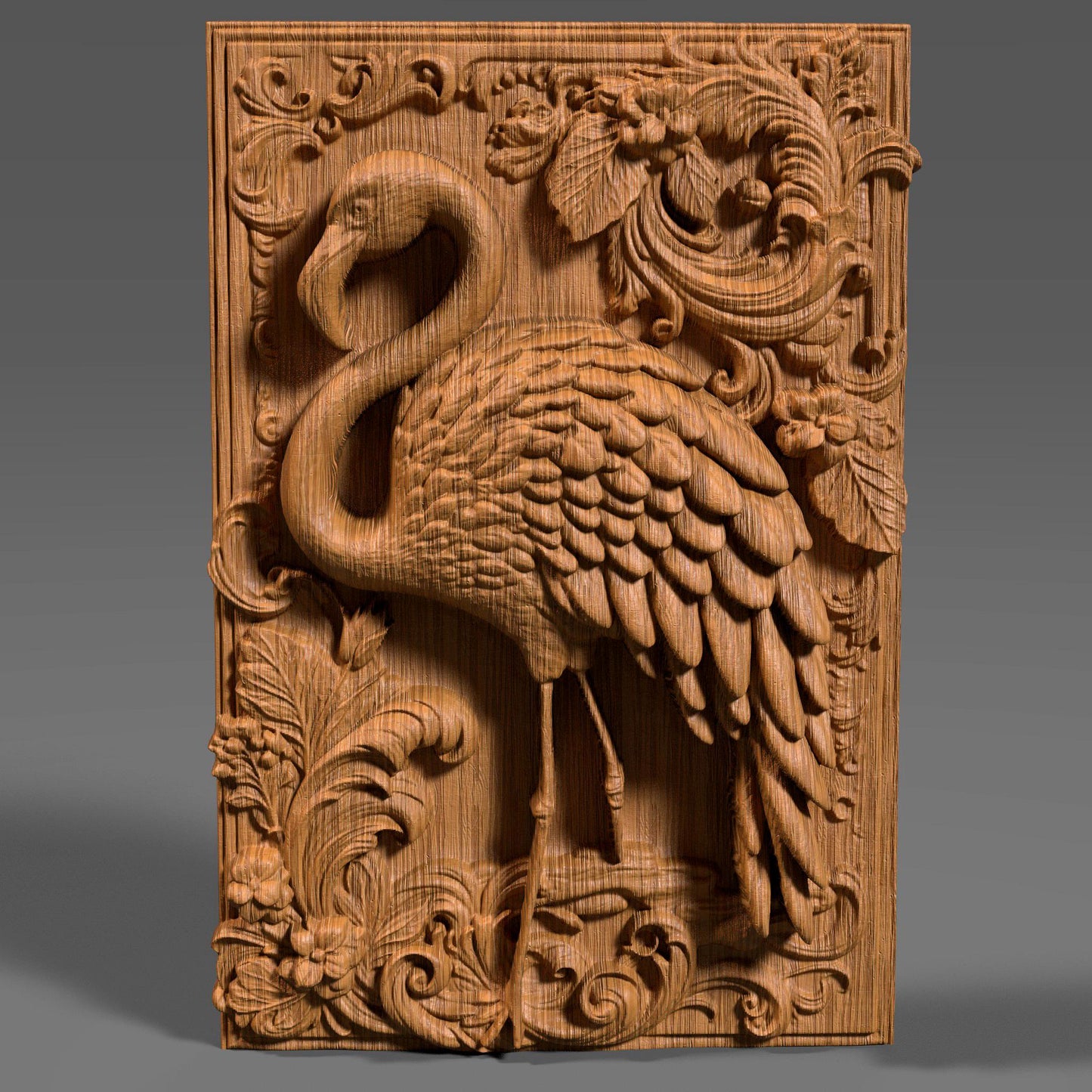 Flamingo 3D Relief: Tropical Bird CNC Carving (Digital Download)