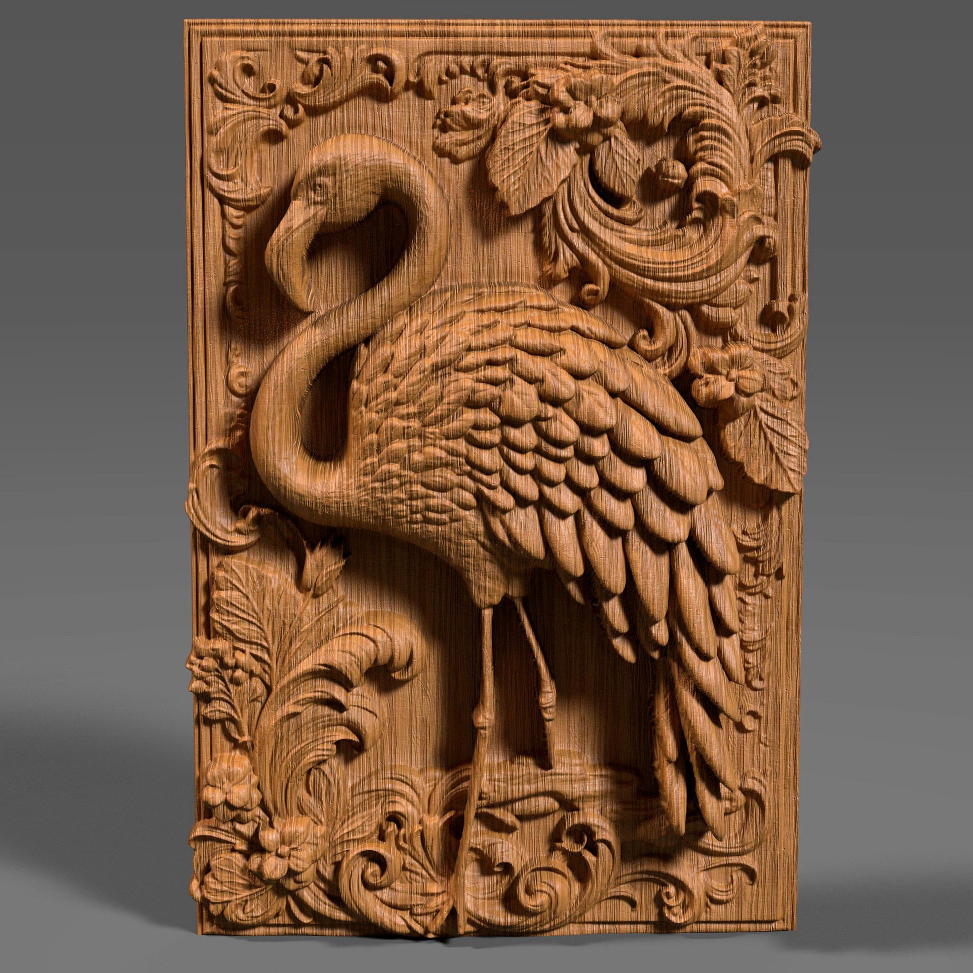 Flamingo 3D Relief: Tropical Bird CNC Carving (Digital Download)