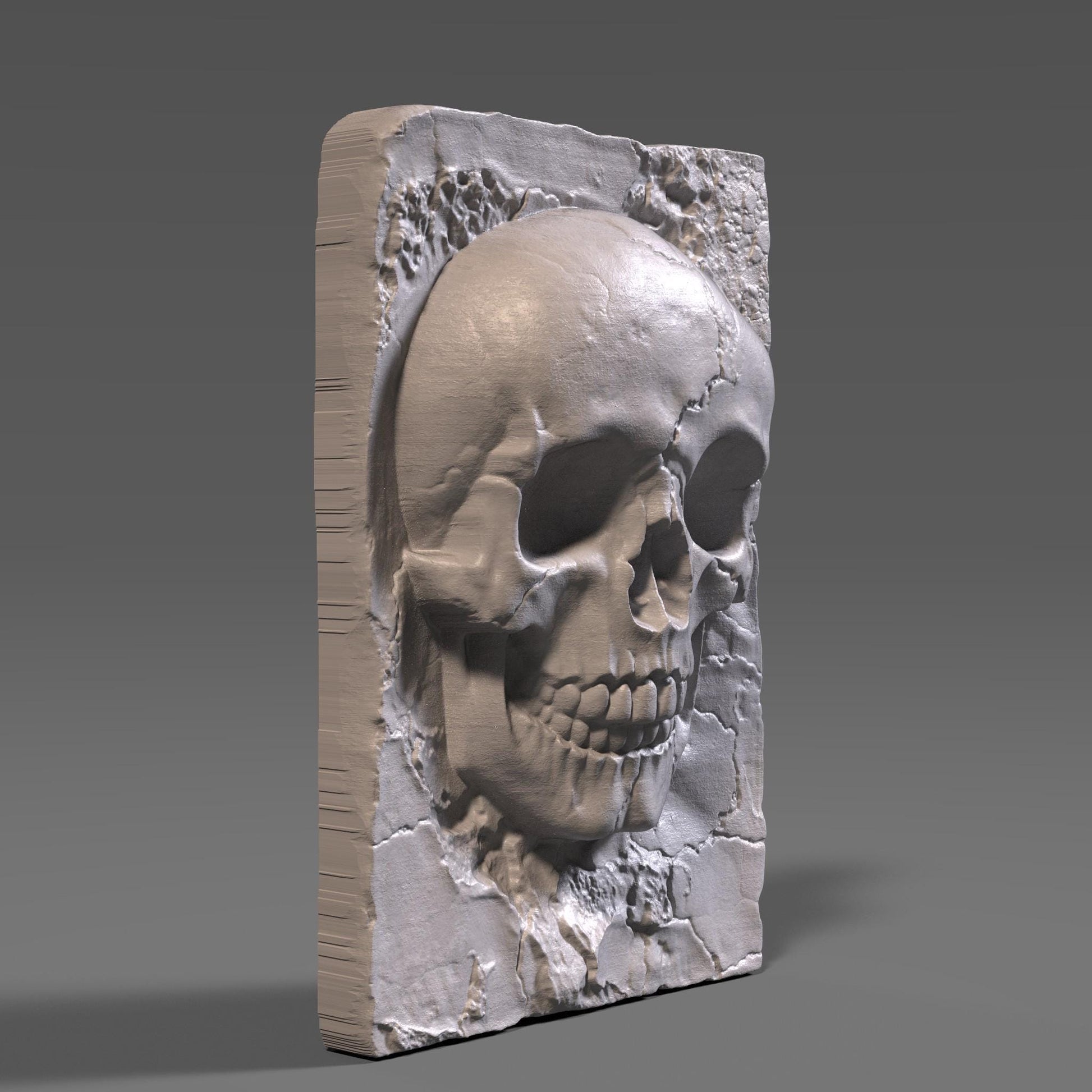 Skull Bas Relief STL File: Gothic CNC Wood Carving (Digital Download)Wall Art