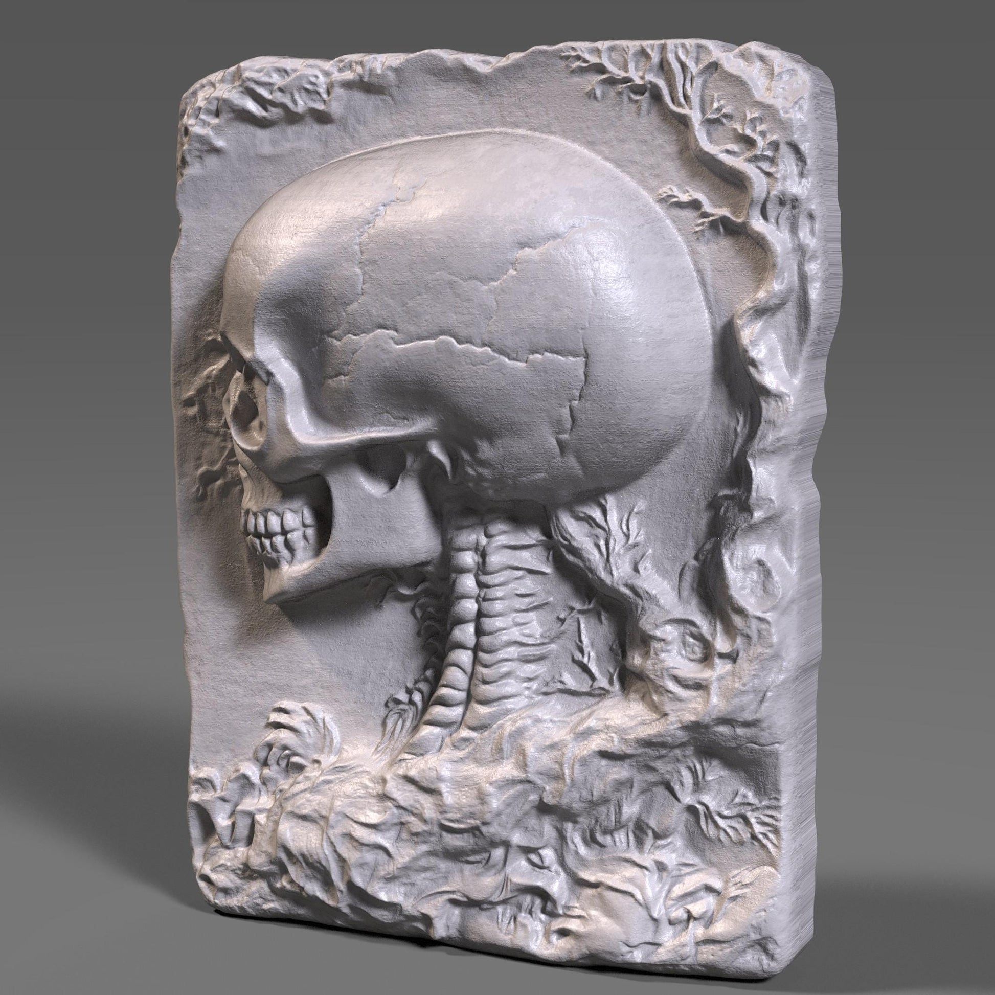 Skull Bas Relief STL File: Gothic CNC Wood Carving (Digital Download)