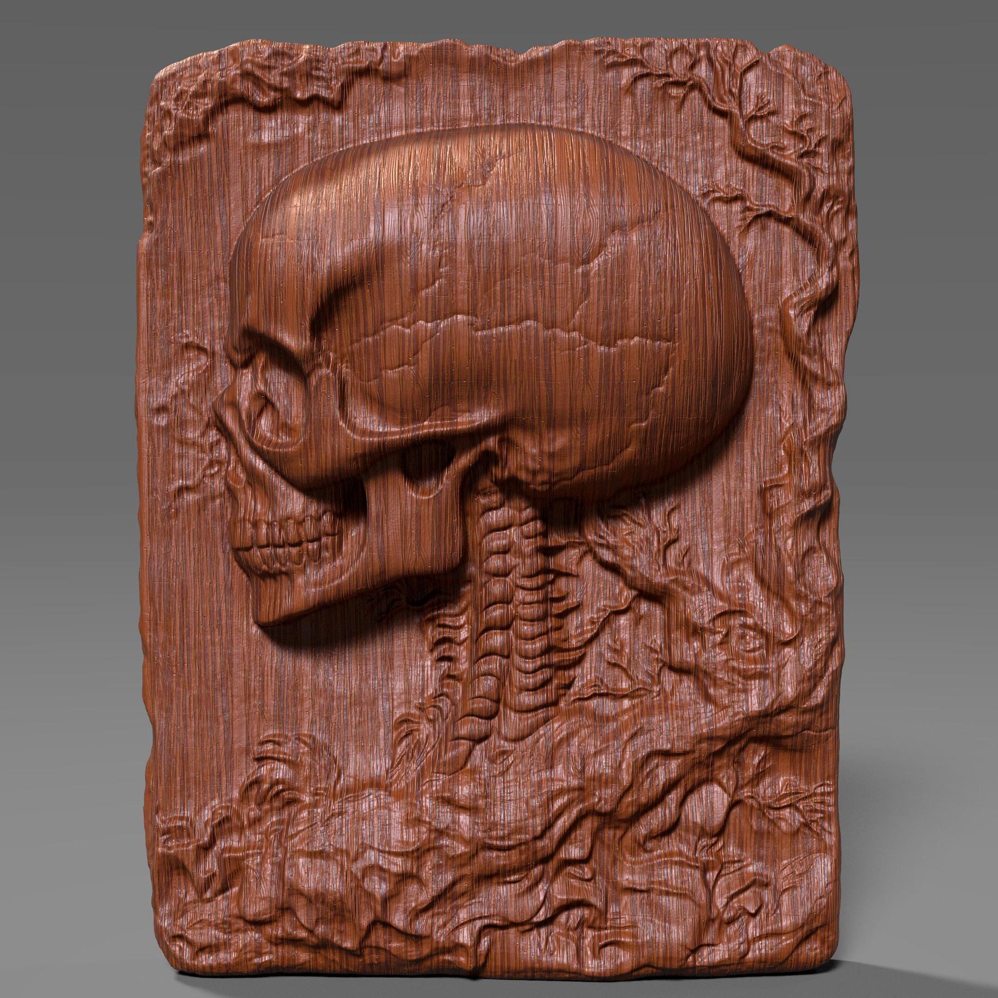 Skull Bas Relief STL File: Gothic CNC Wood Carving (Digital Download)
