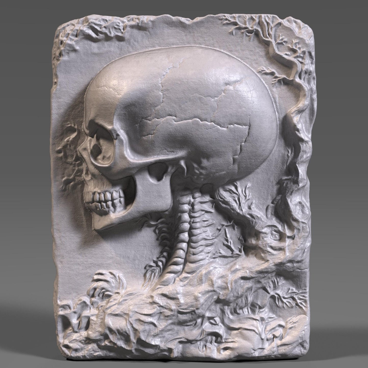 Skull Bas Relief STL File: Gothic CNC Wood Carving (Digital Download)