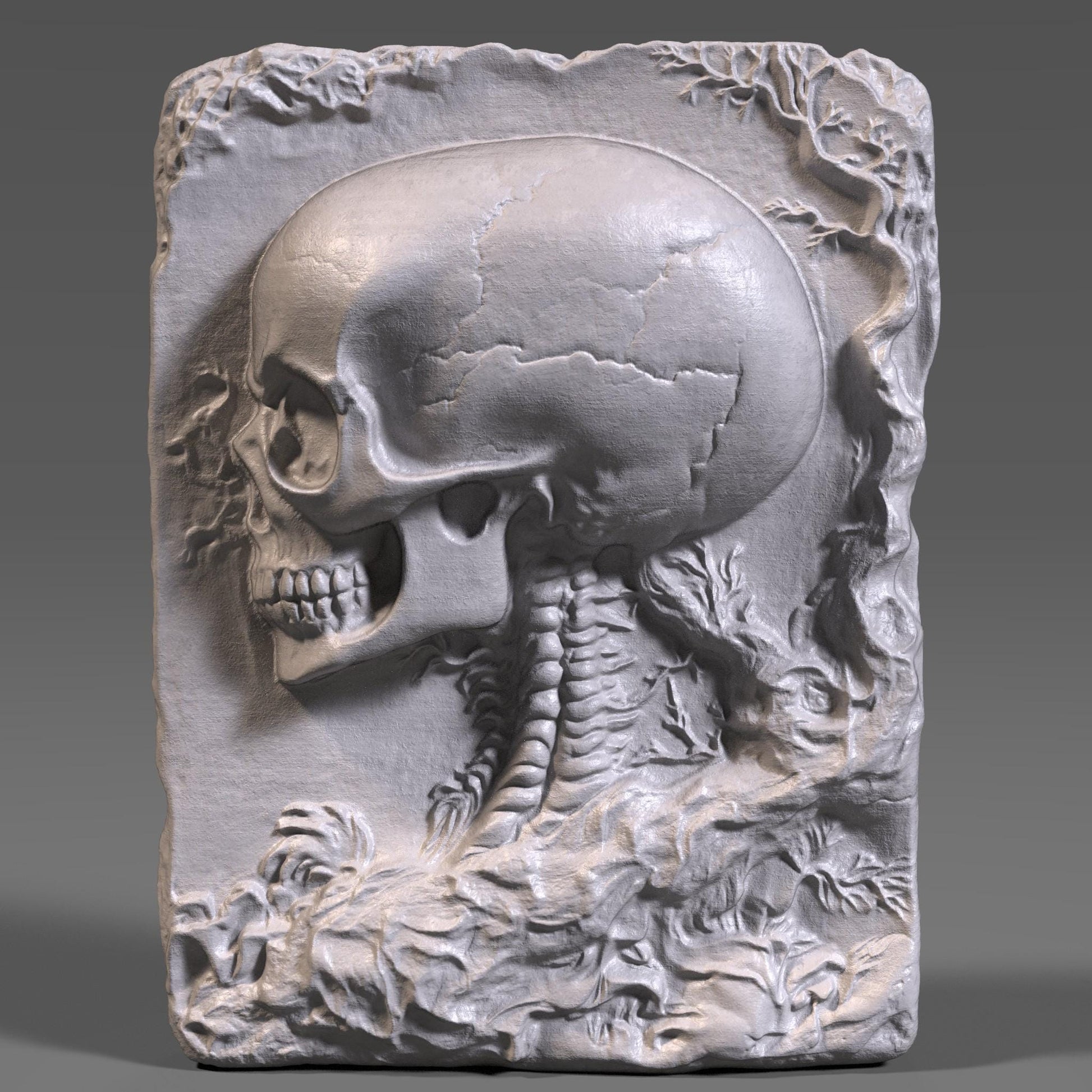 Skull Bas Relief STL File: Gothic CNC Wood Carving (Digital Download)
