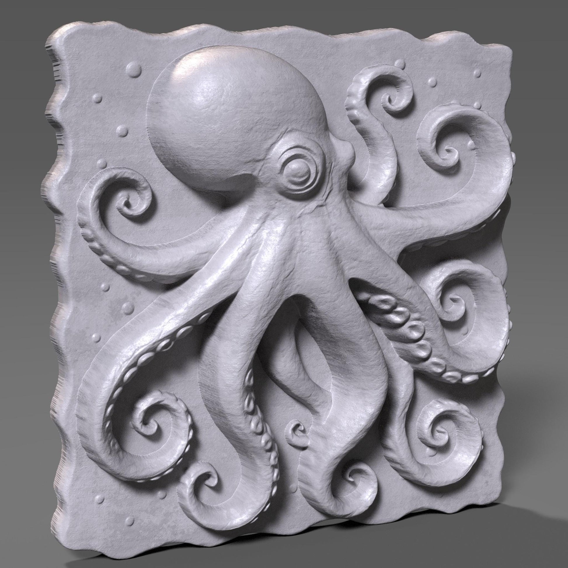 Octopus 3D Relief STL File: CNC Carving, Laser Engraving (Digital Decor File)