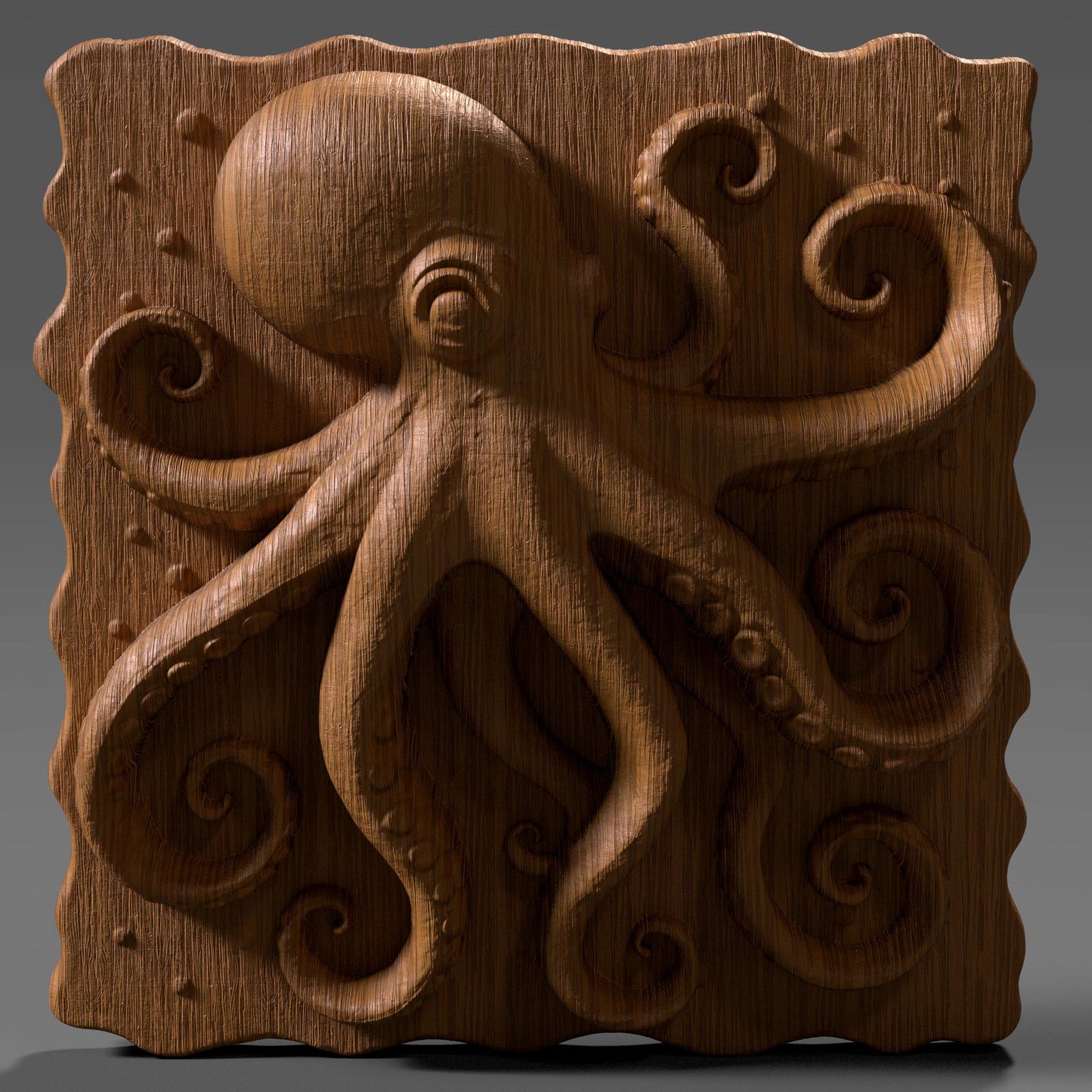 Octopus 3D Relief STL File: CNC Carving, Laser Engraving (Digital Decor File)