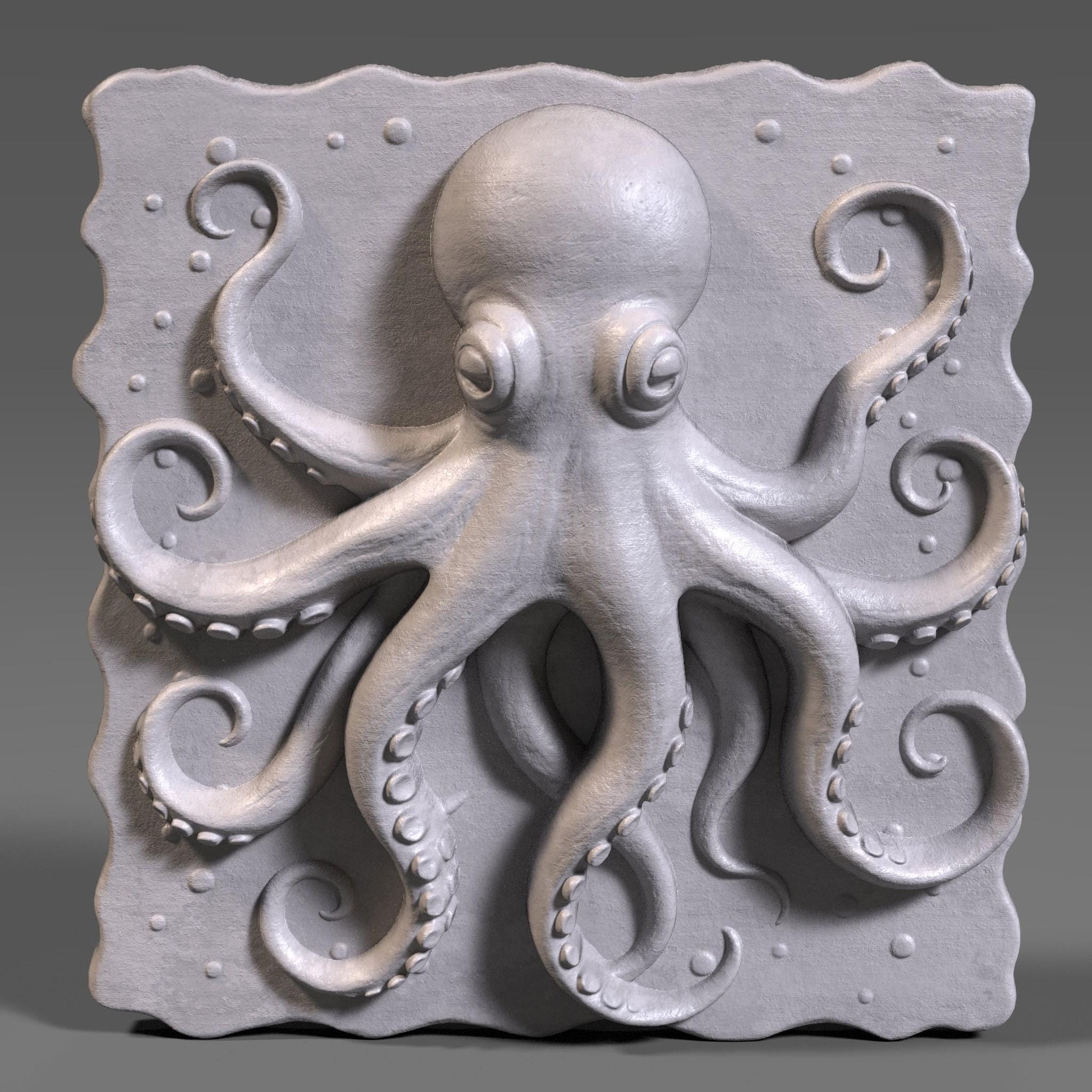 Octopus 3D Relief STL File: CNC Carving, Laser Engraving (Digital Download)