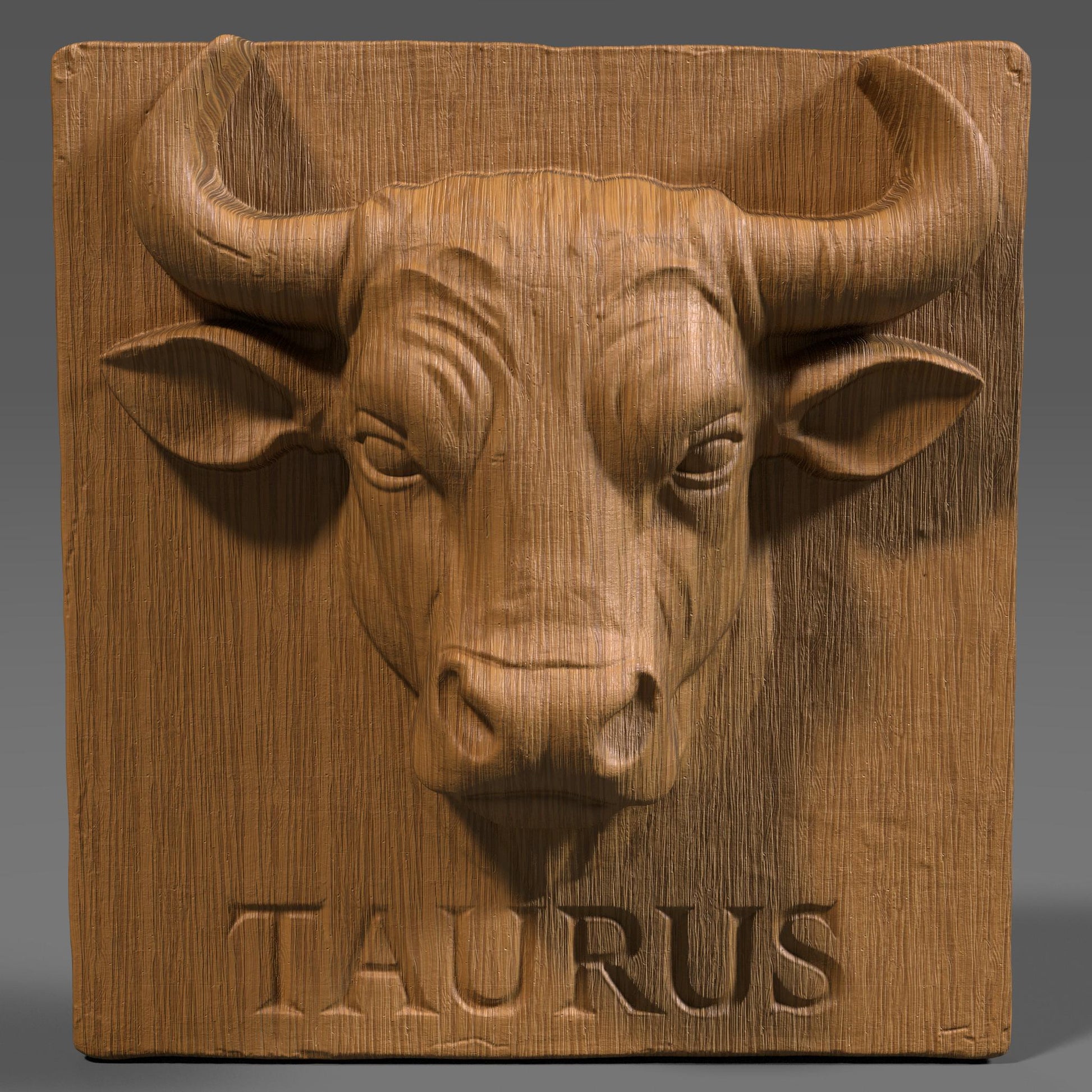3D STL bas relief of a Taurus bull head with strong horns and muscular features carved into a square plaque, with the word “TAURUS” engraved below. This bold and symbolic design is ideal for CNC carving, laser engraving, and 3D printing. Perfect for astrology lovers, zodiac wall art, or personalized Taurus-themed gifts. Suitable for materials like wood, stone, resin, or acrylic.