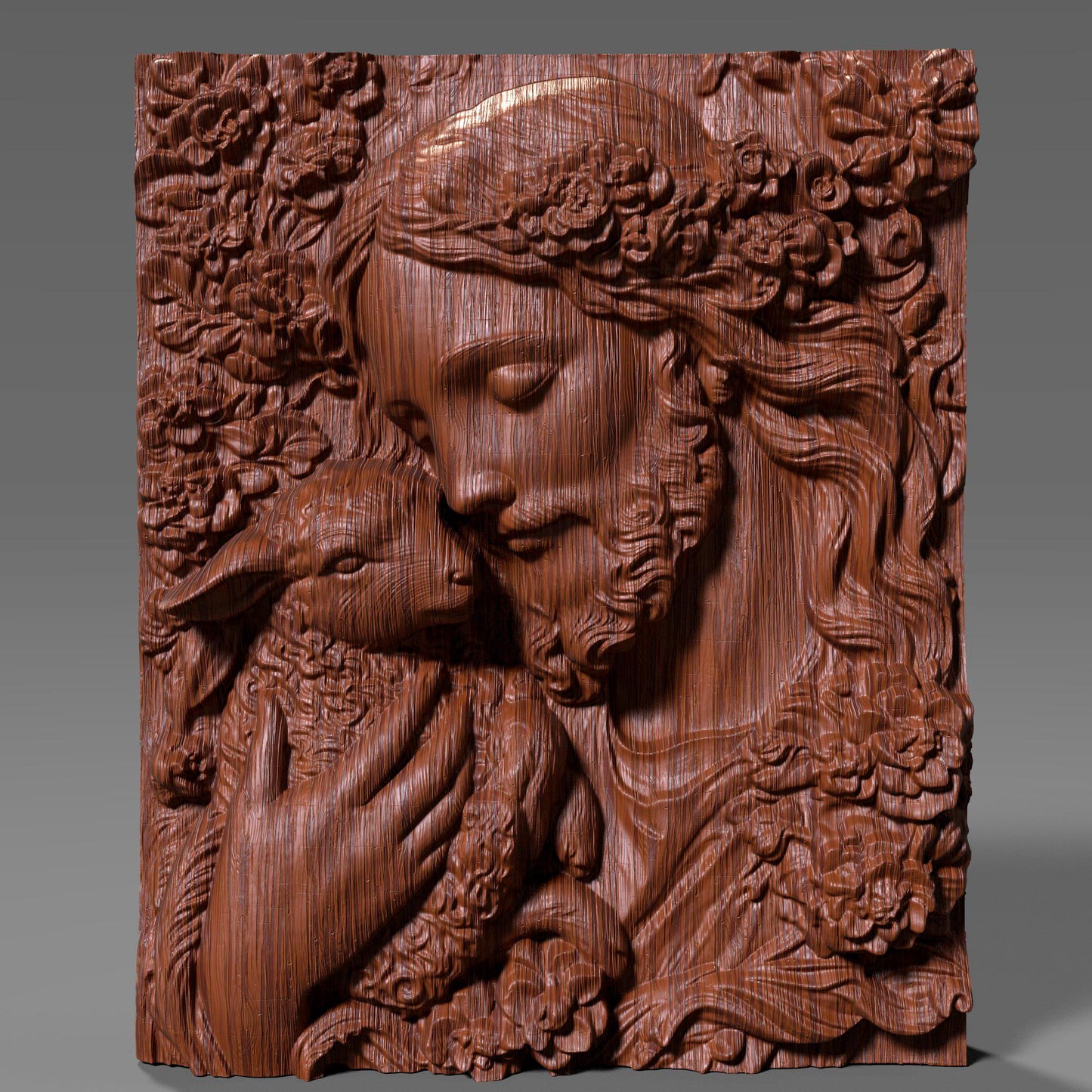 Jesus with Lamb Bas Relief STL File: Christian 3D Model (Digital Download