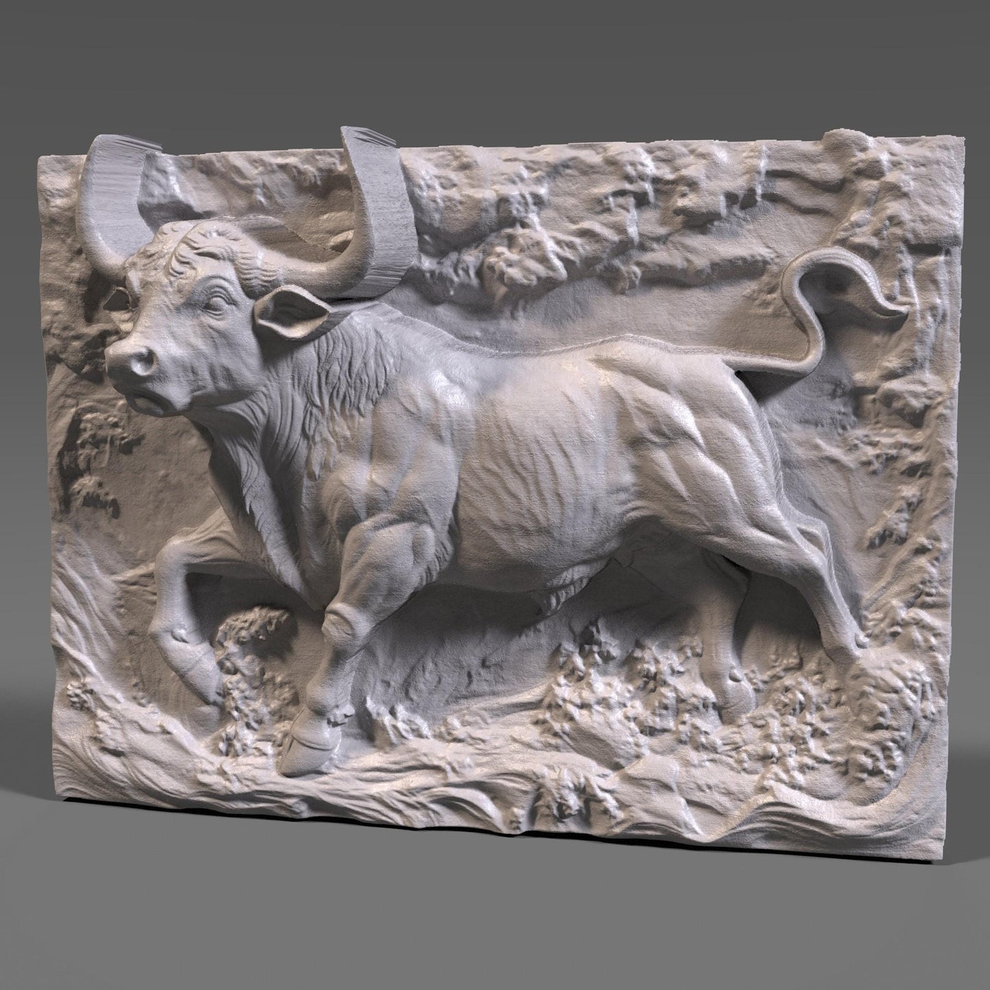 Taurus Bull 3D Relief: CNC Carving & 3D Printing (STL File)