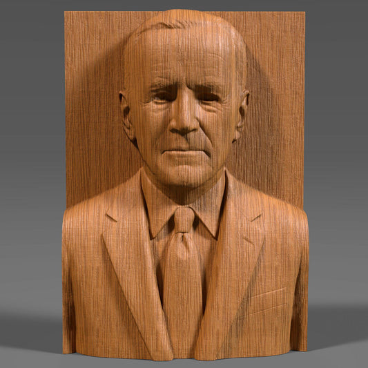 3D STL bas relief of President Joe Biden in a suit and tie, captured with realistic expression and detail. Designed for CNC carving, laser engraving, and 3D printing, this portrait sculpture is ideal for political collectors, patriotic displays, and educational or historical wall art. Works with wood, resin, stone, and acrylic surfaces.