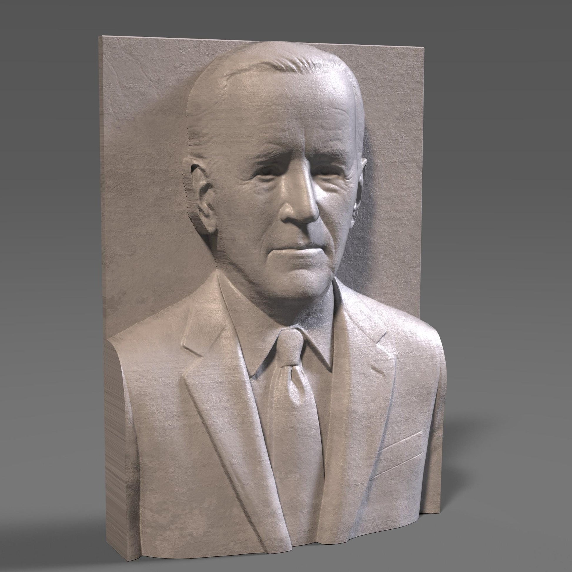 Joe Biden 3D Bust Relief: CNC Carving & 3D Printing (STL File)