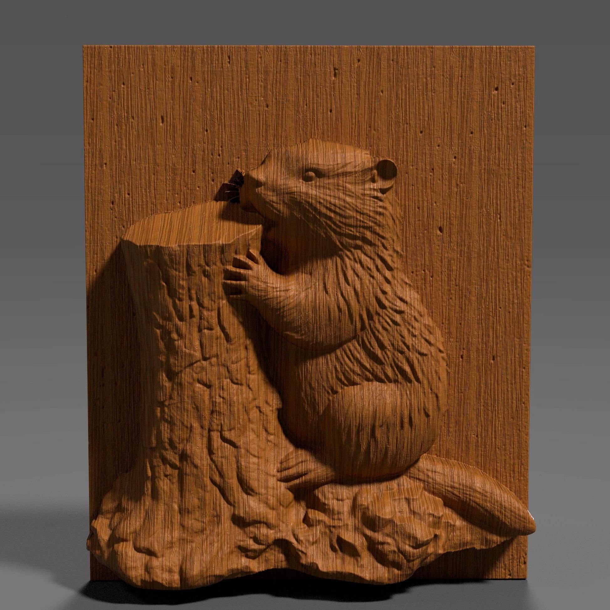Beaver 3D Relief STL File: CNC Carving, Laser Engraving (Digital Download)