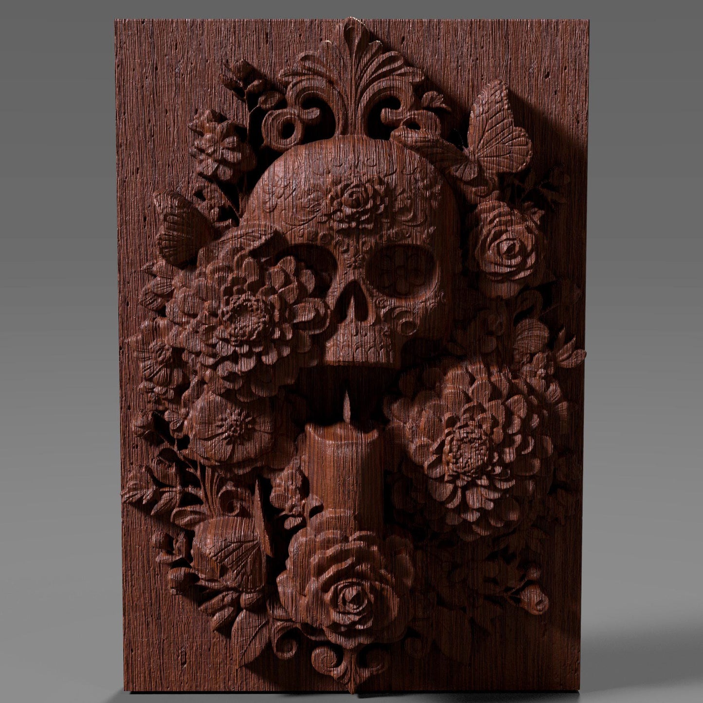 Sugar Skull Relief STL File: Día de los Muertos CNC Carving (Digital Download)