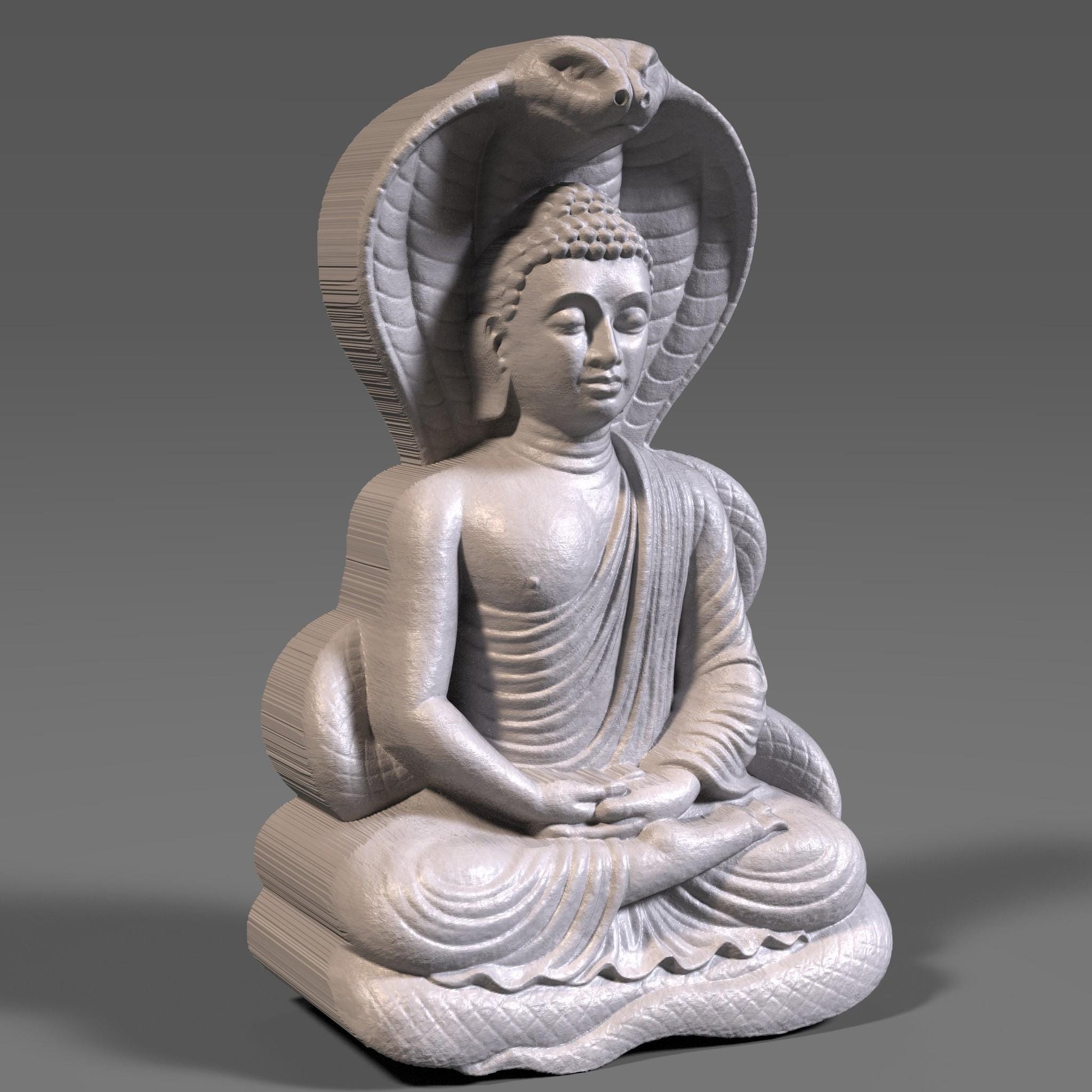 Buddha with Naga Bas Relief STL File: CNC, Laser, 3D Print (Digital Download)