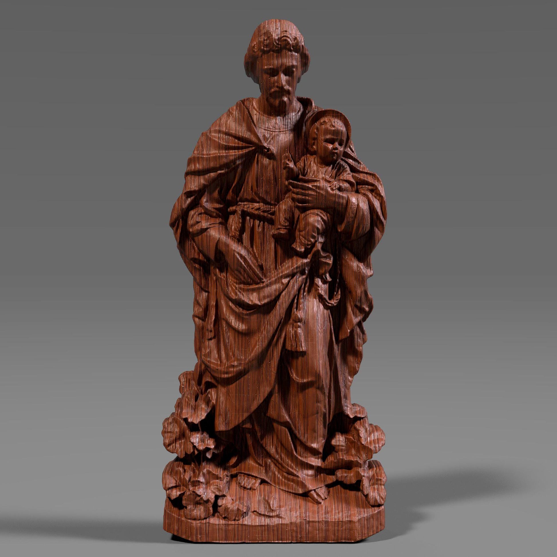 Saint Anthony with Baby Jesus 3D Relief Model: CNC Laser Engraving STL File