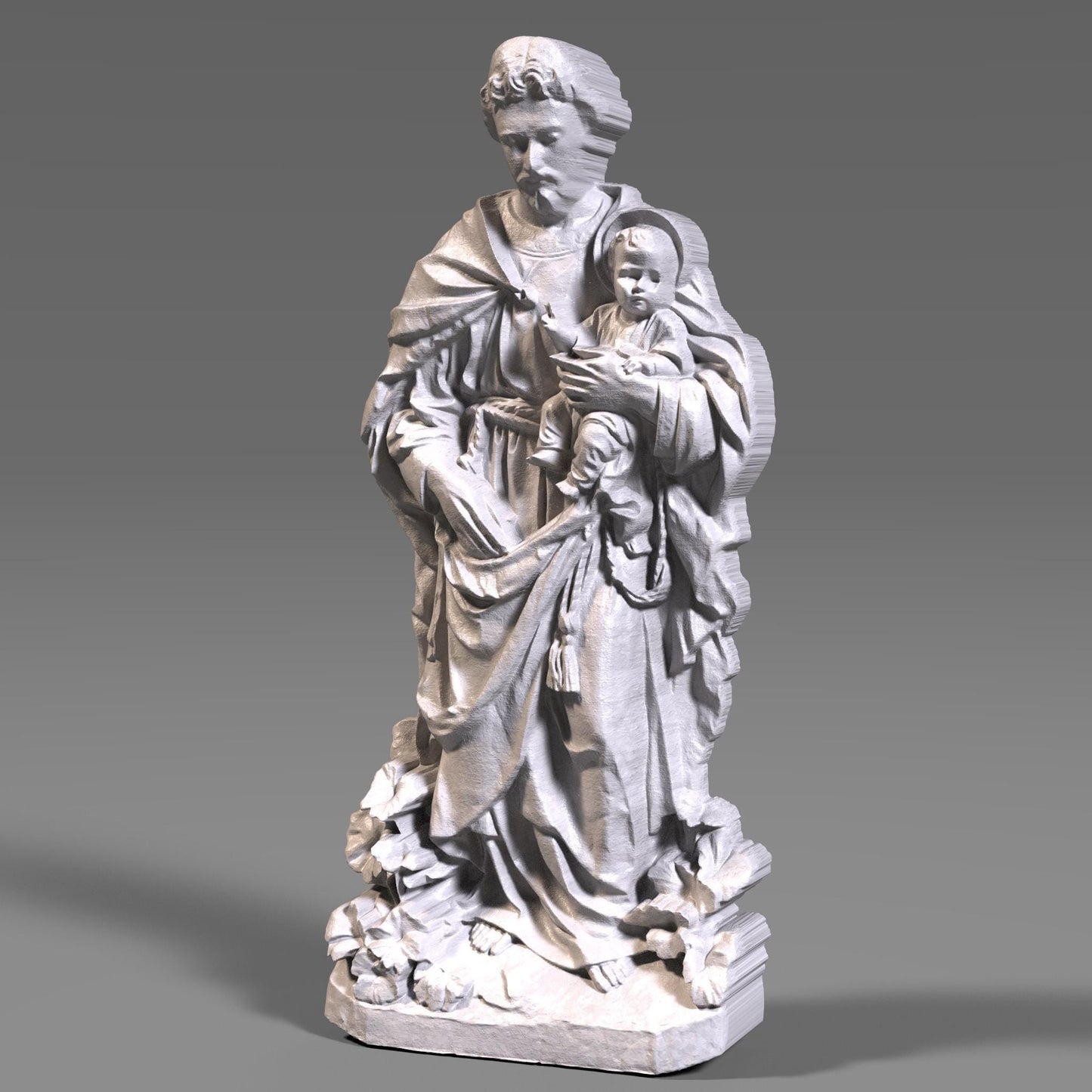 Saint Anthony with Baby Jesus 3D Relief Model: CNC Laser Engraving STL File