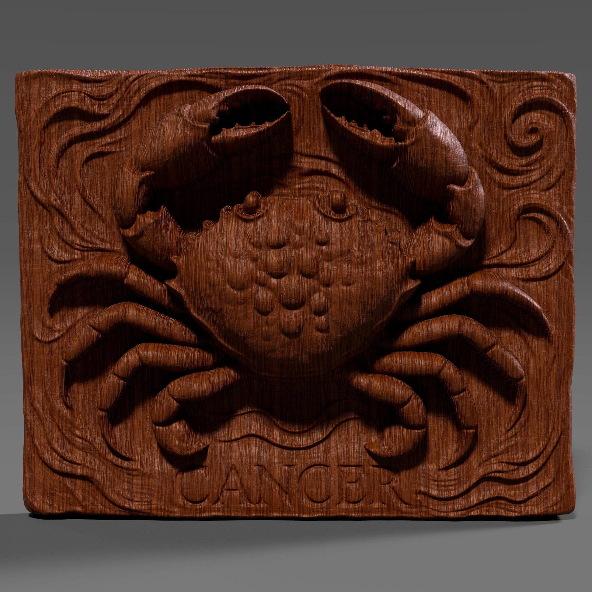 Cancer Zodiac 3D Relief STL | Crab Horoscope, CNC & 3D Printing (Digital File Download)