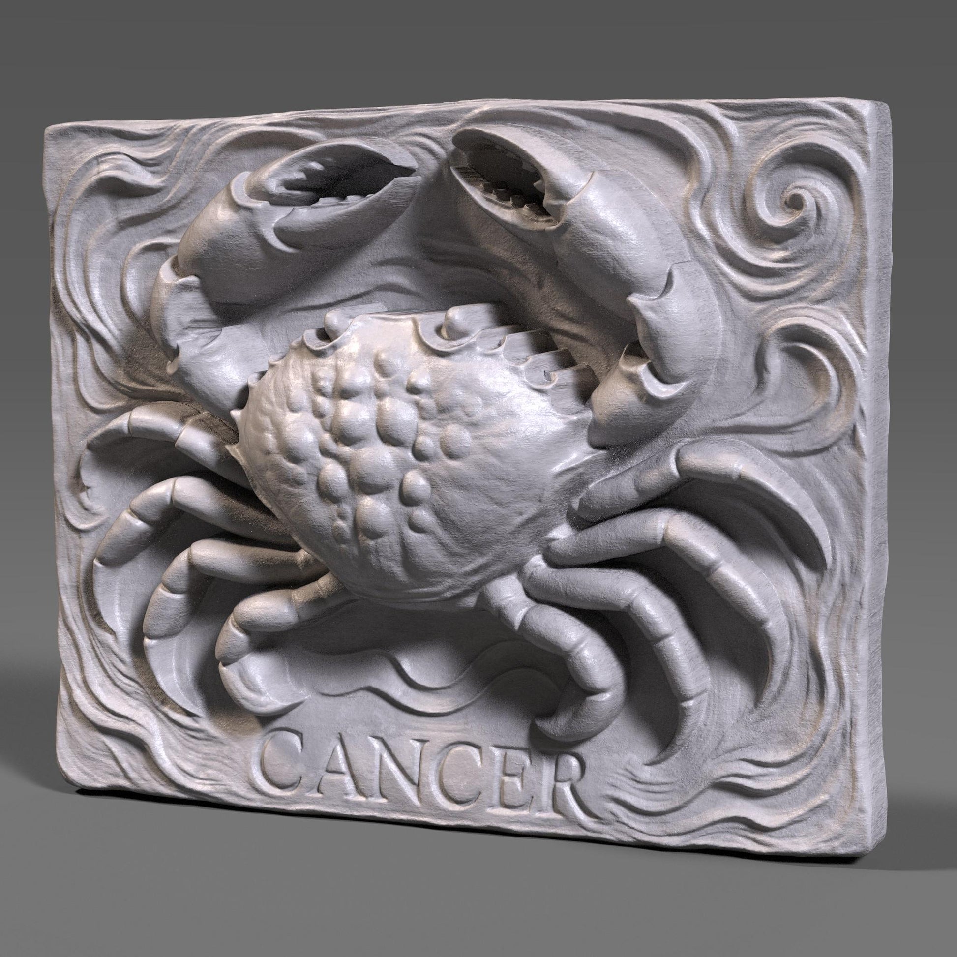 Cancer Zodiac 3D Relief STL | Crab Horoscope, CNC & 3D Printing (Digital File Download)