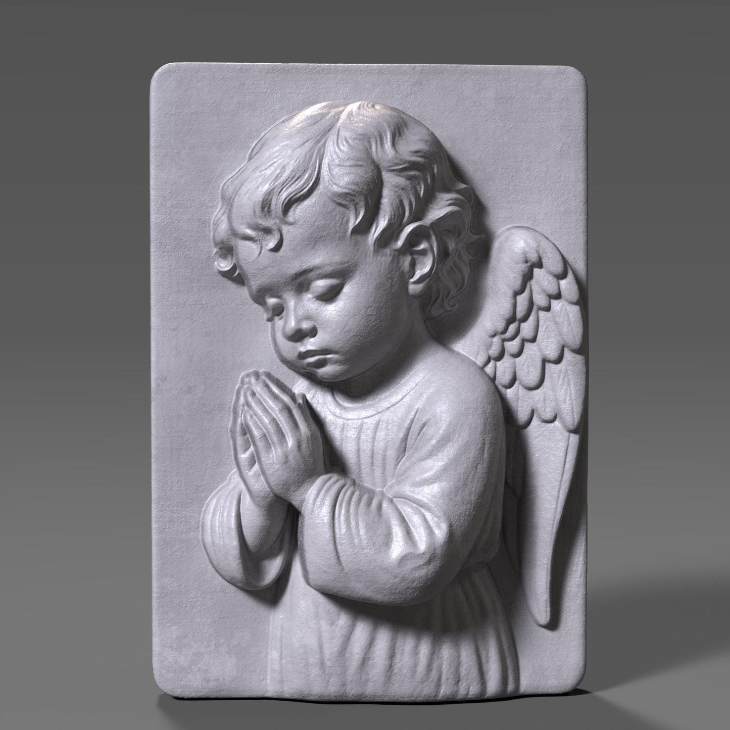 Praying Angel Relief: CNC Laser 3D Print File (STL + Depth Map