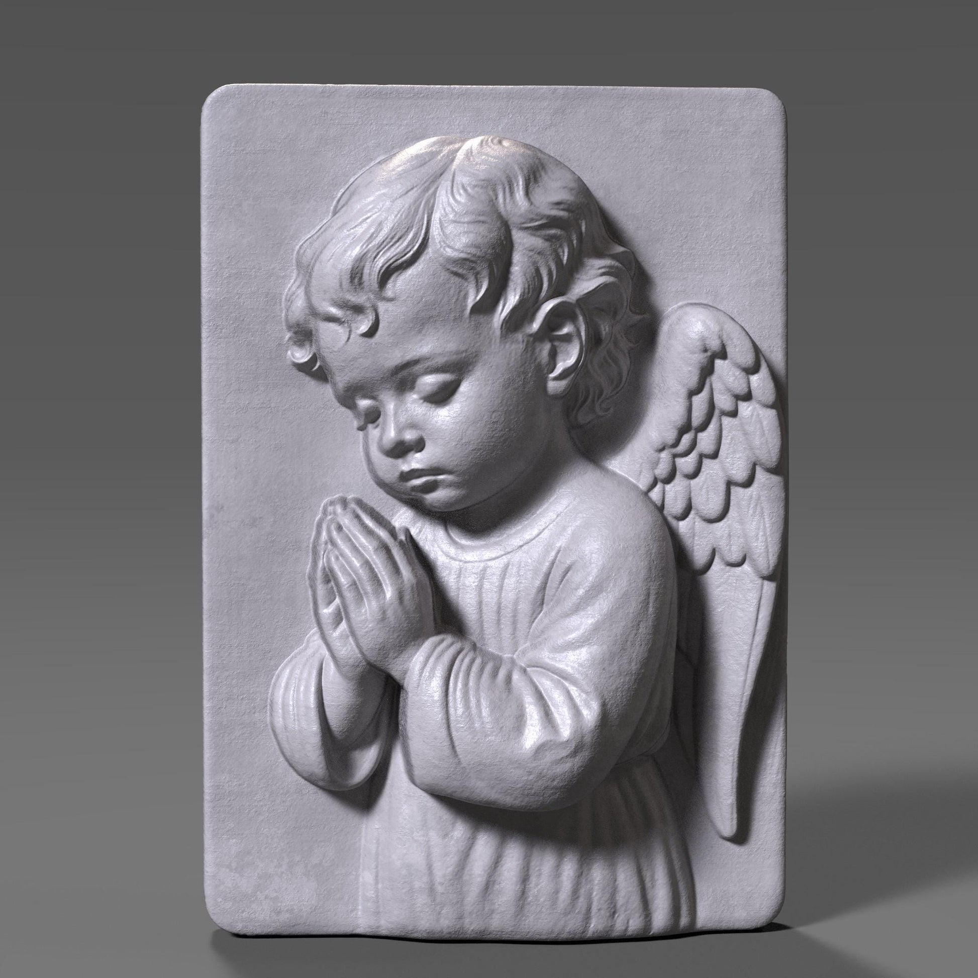 Praying Angel Relief: CNC Laser 3D Print File (STL + Depth Map