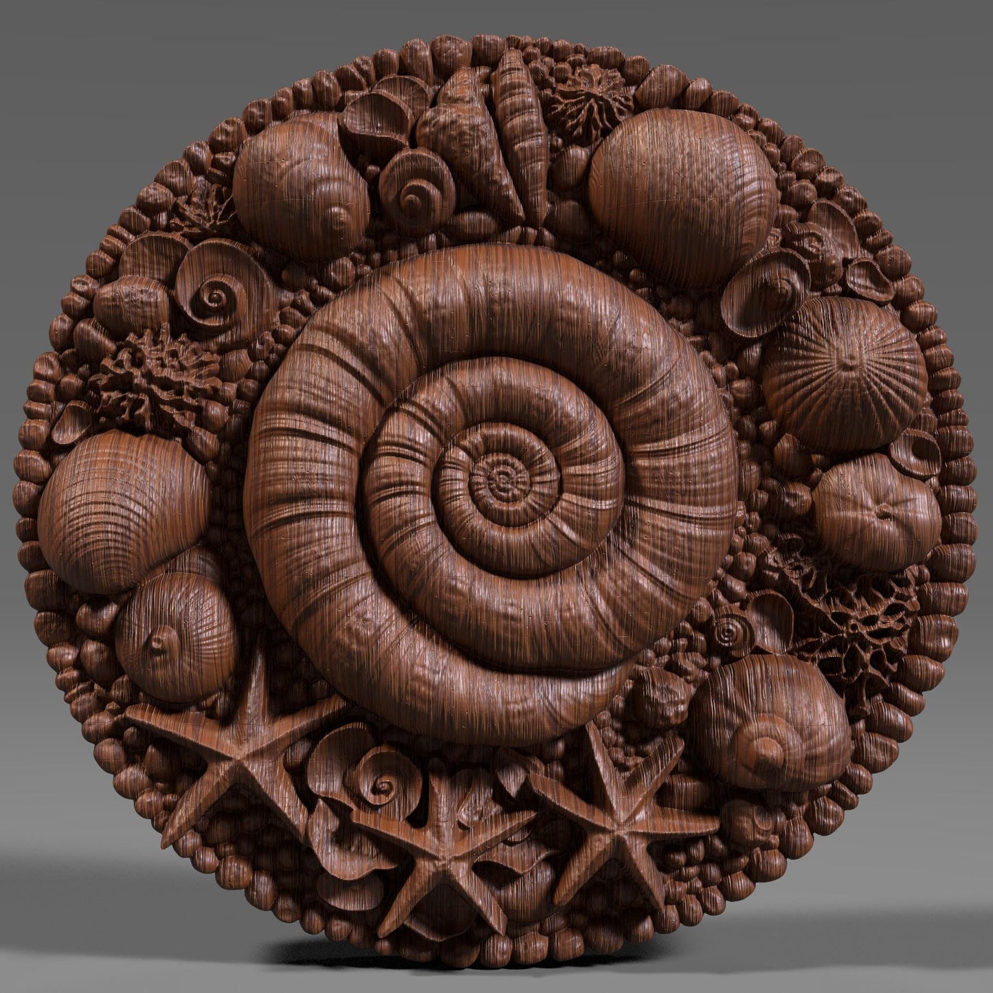 Seashell Mandala STL: Coastal CNC Carving, Laser Engraving, 3D Print