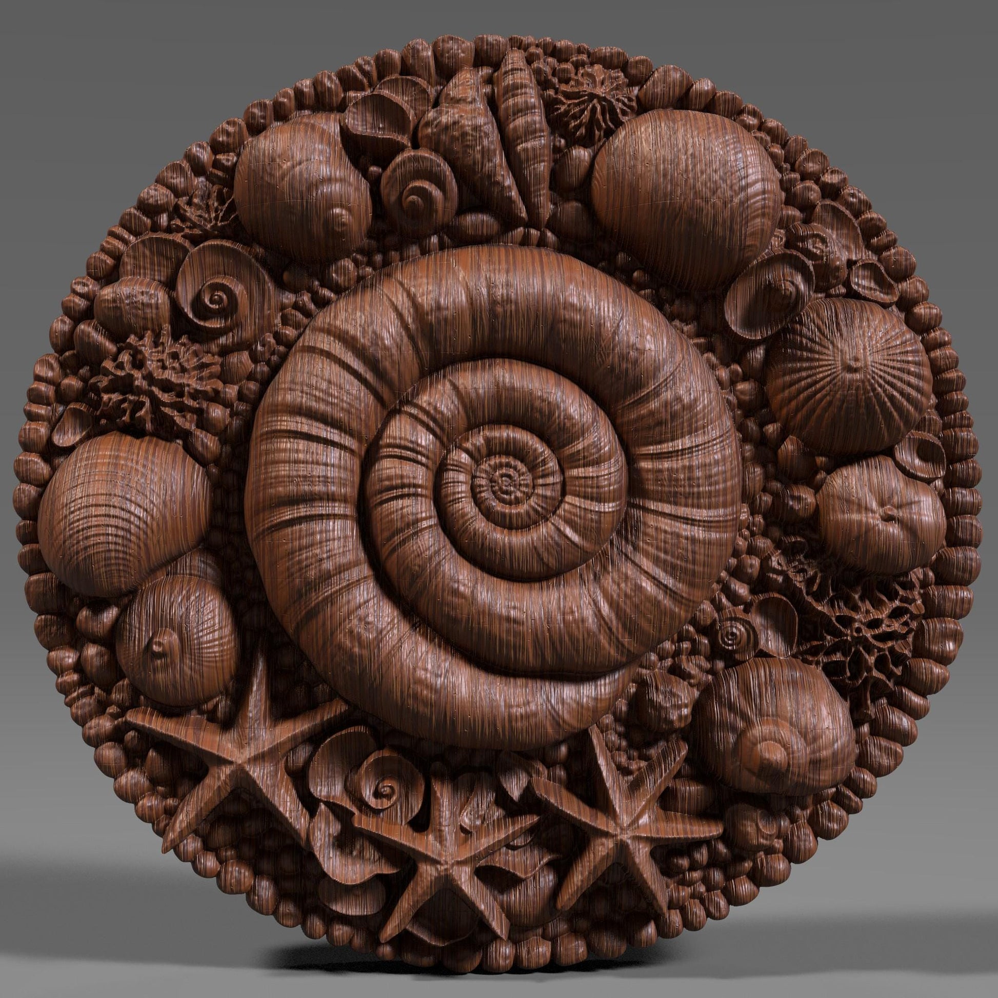 Seashell Mandala STL: Coastal CNC Carving, Laser Engraving, 3D Print