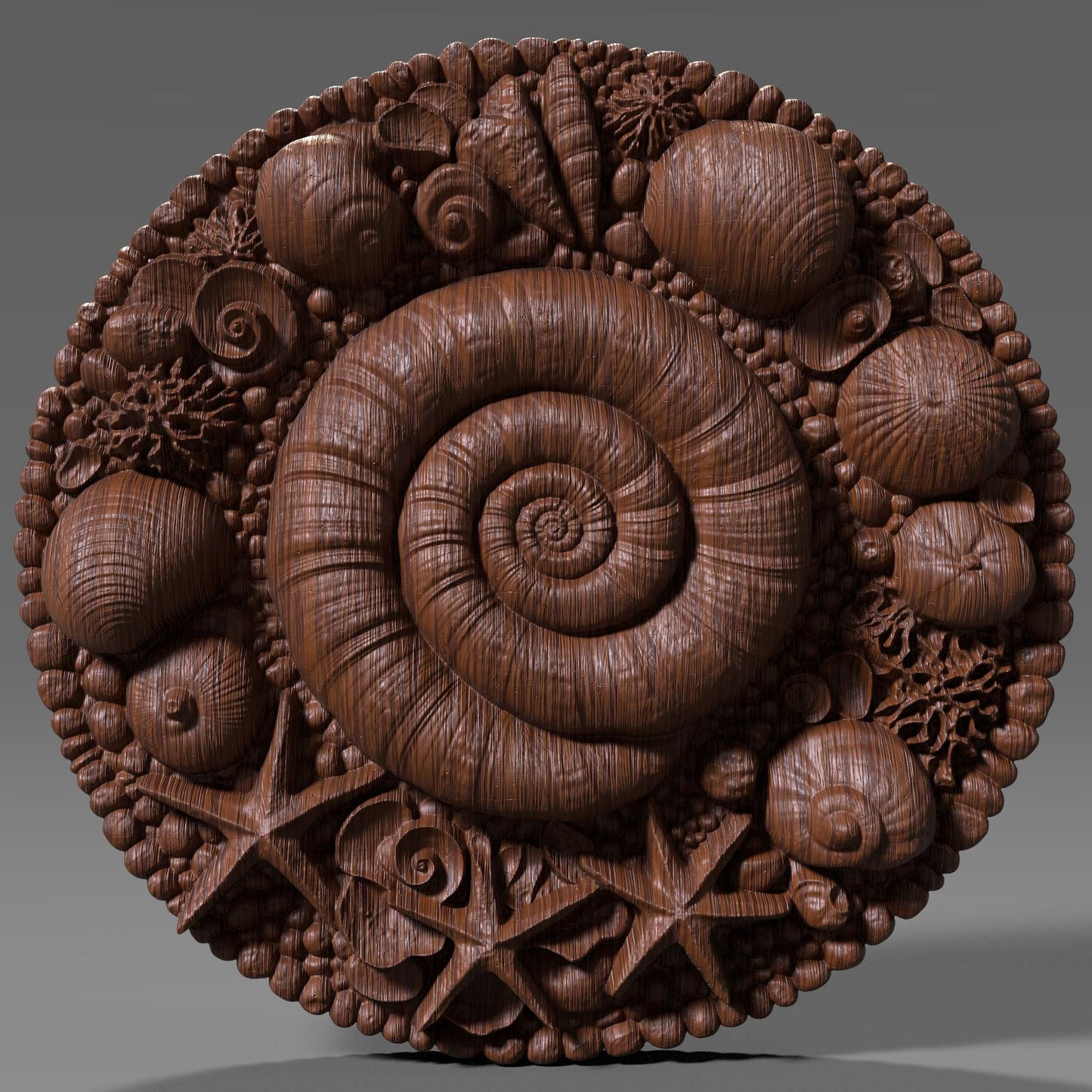 Seashell Mandala STL: Coastal CNC Carving, Laser Engraving, 3D Print