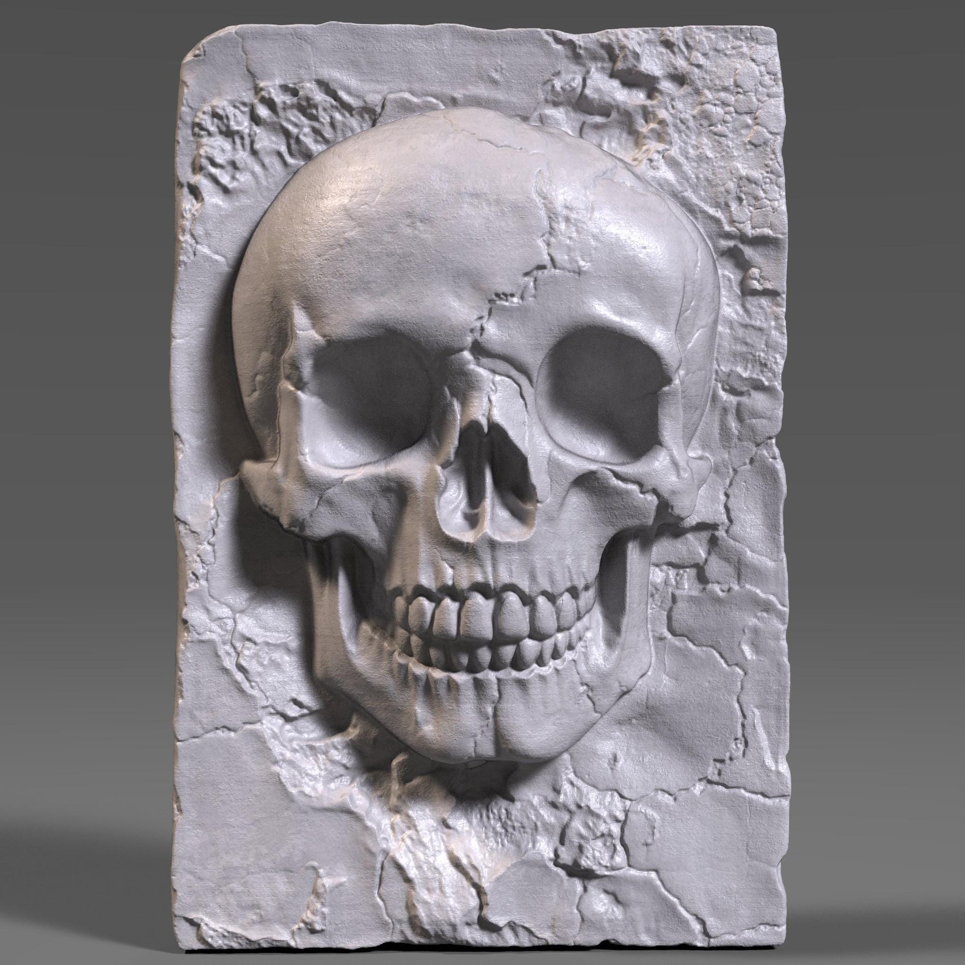 Skull Bas Relief STL File: Gothic CNC Wood Carving (Digital Download)Wall Art