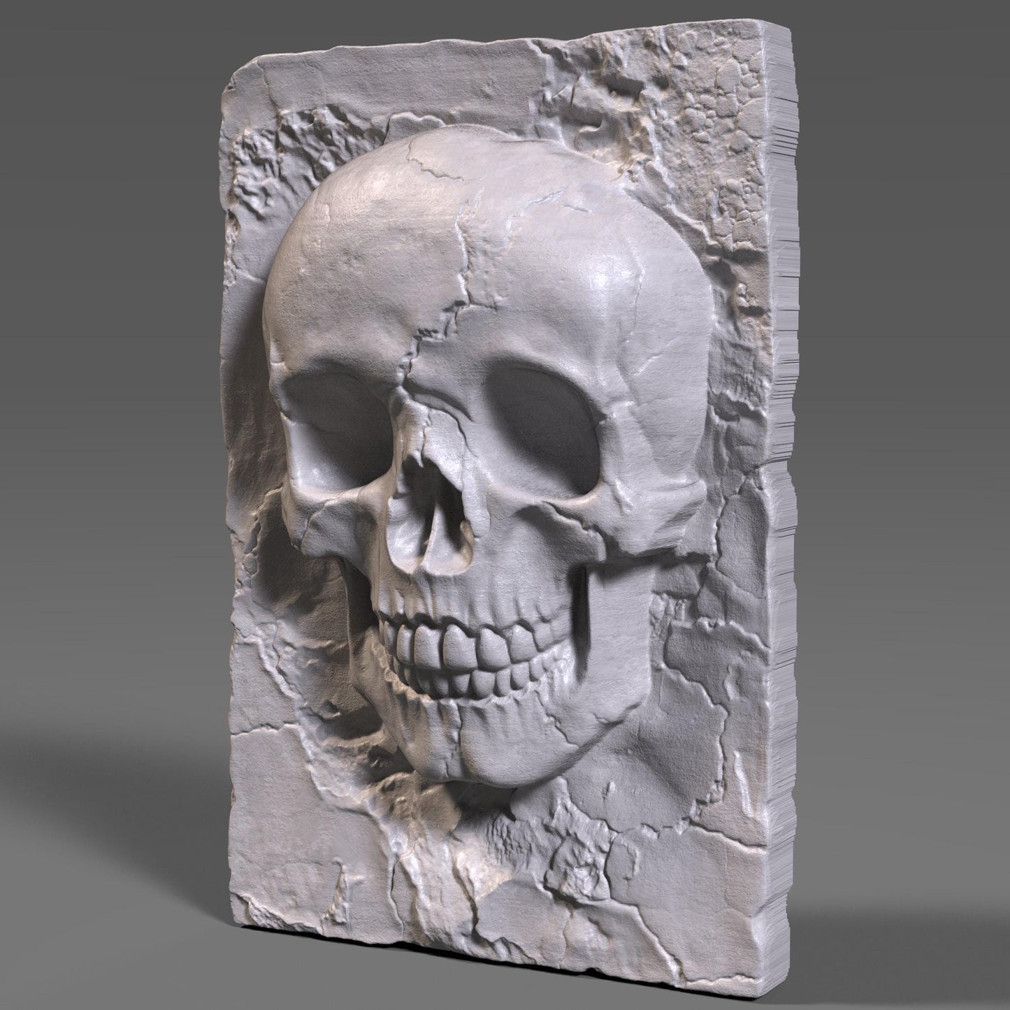 Skull Bas Relief STL File: Gothic CNC Wood Carving (Digital Download)Wall Art