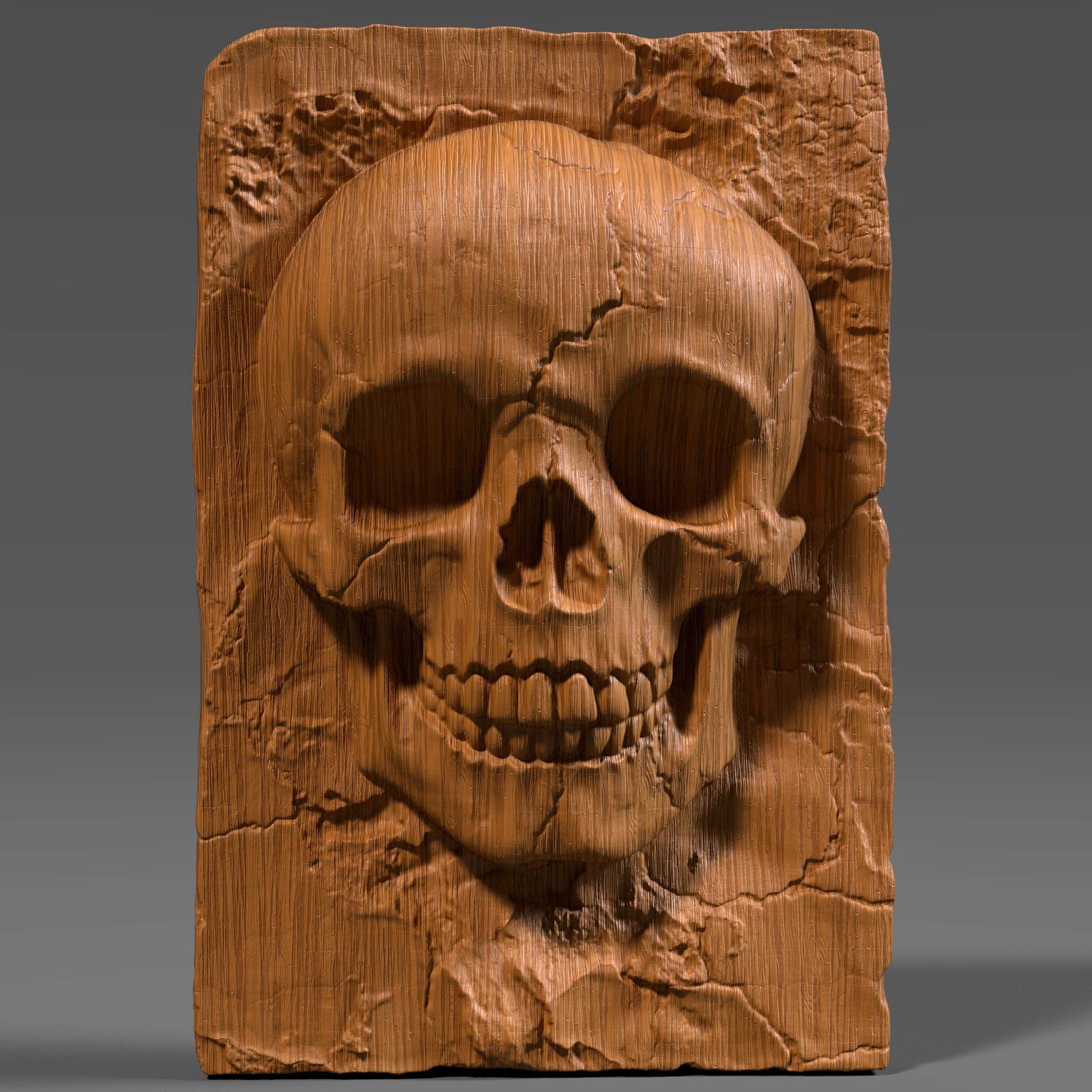 Skull Bas Relief STL File: Gothic CNC Wood Carving (Digital Download)Wall Art