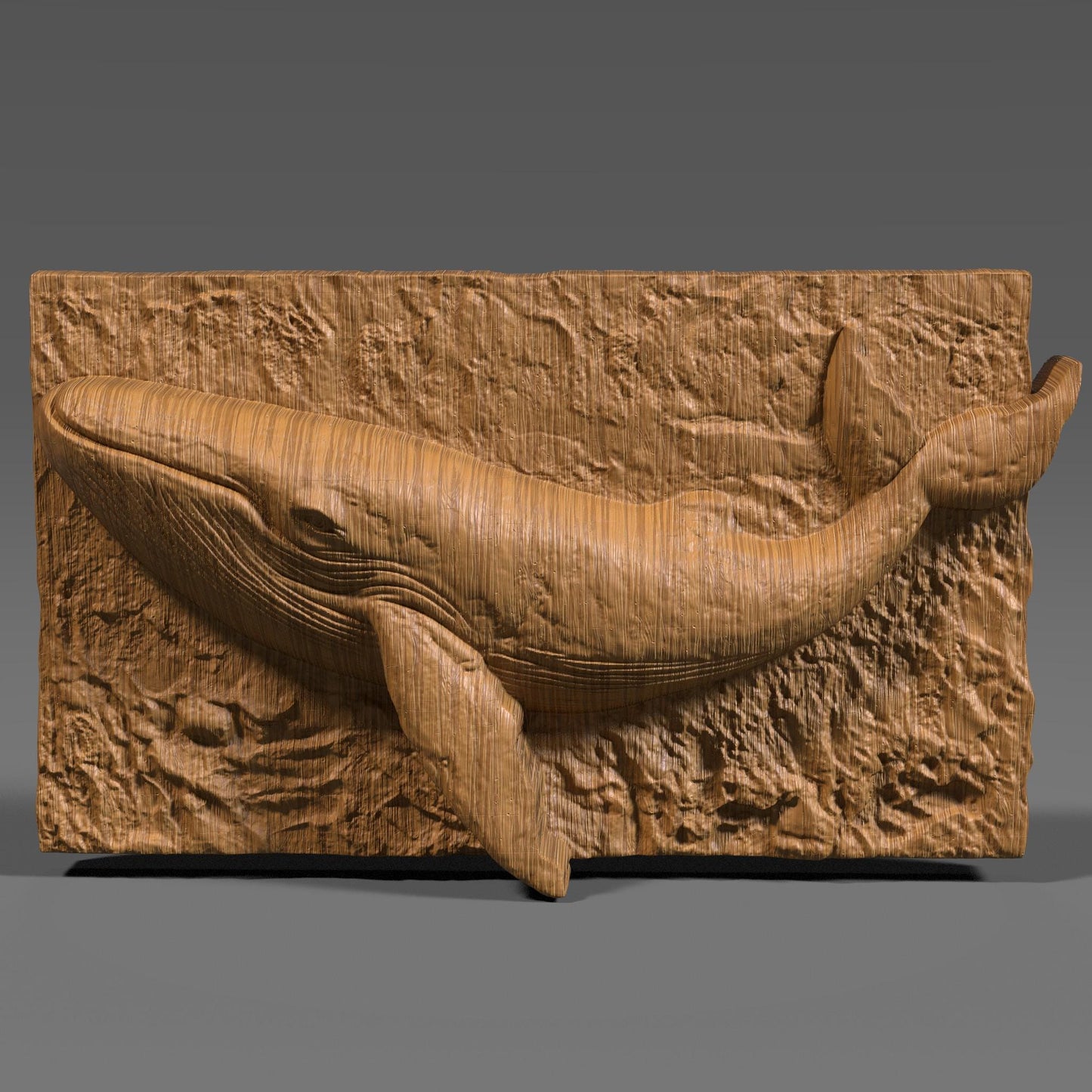 Highly detailed 3D bas relief of a whale swimming through the ocean, digitally sculpted for CNC and laser engraving. Perfect for ocean lovers, summer coastal themes, marine wildlife collectors, or digital carving projects. Features rich textures and natural flow, mimicking the gentle underwater motion. This downloadable STL model is ideal for wood, resin, or stone engraving, combining nature’s beauty with art in digital form.