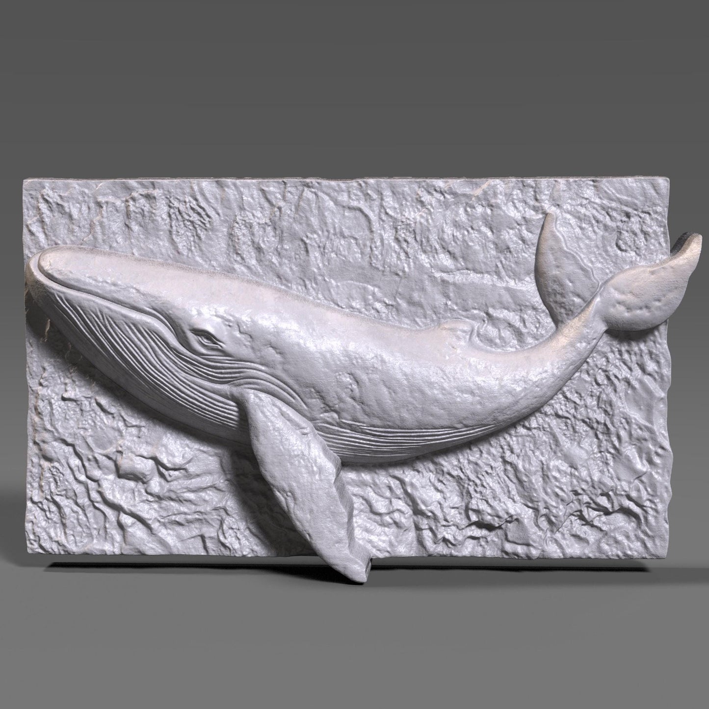 Whale Bas Relief 3D Model: CNC, Laser Engraving, 3D Print (STL + Depth Map)