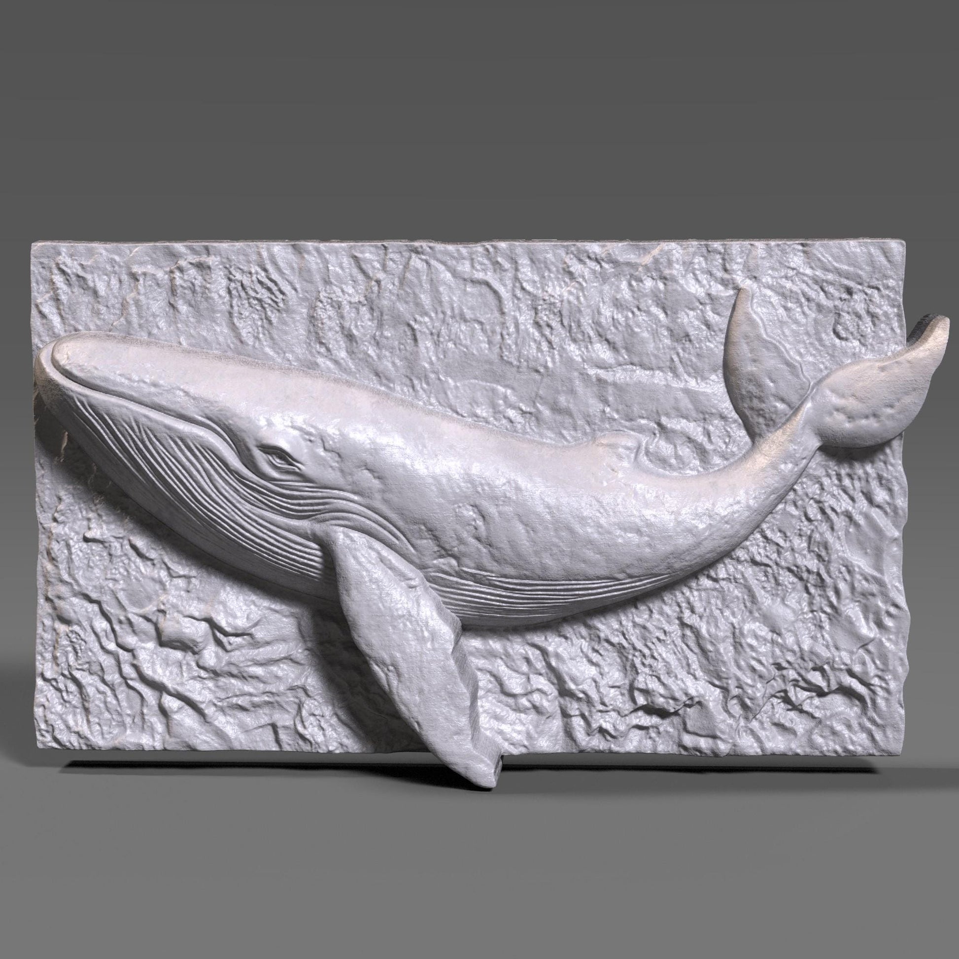 Whale Bas Relief 3D Model: CNC, Laser Engraving, 3D Print (STL + Depth Map)