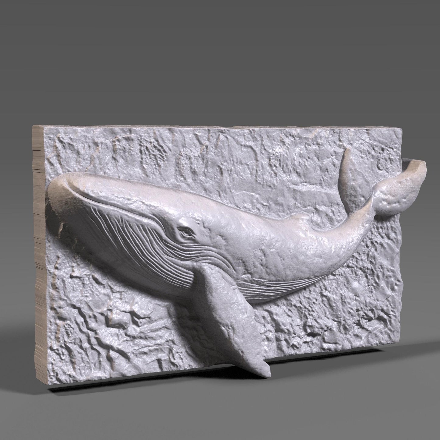 Whale Bas Relief 3D Model: CNC, Laser Engraving, 3D Print (STL + Depth Map)