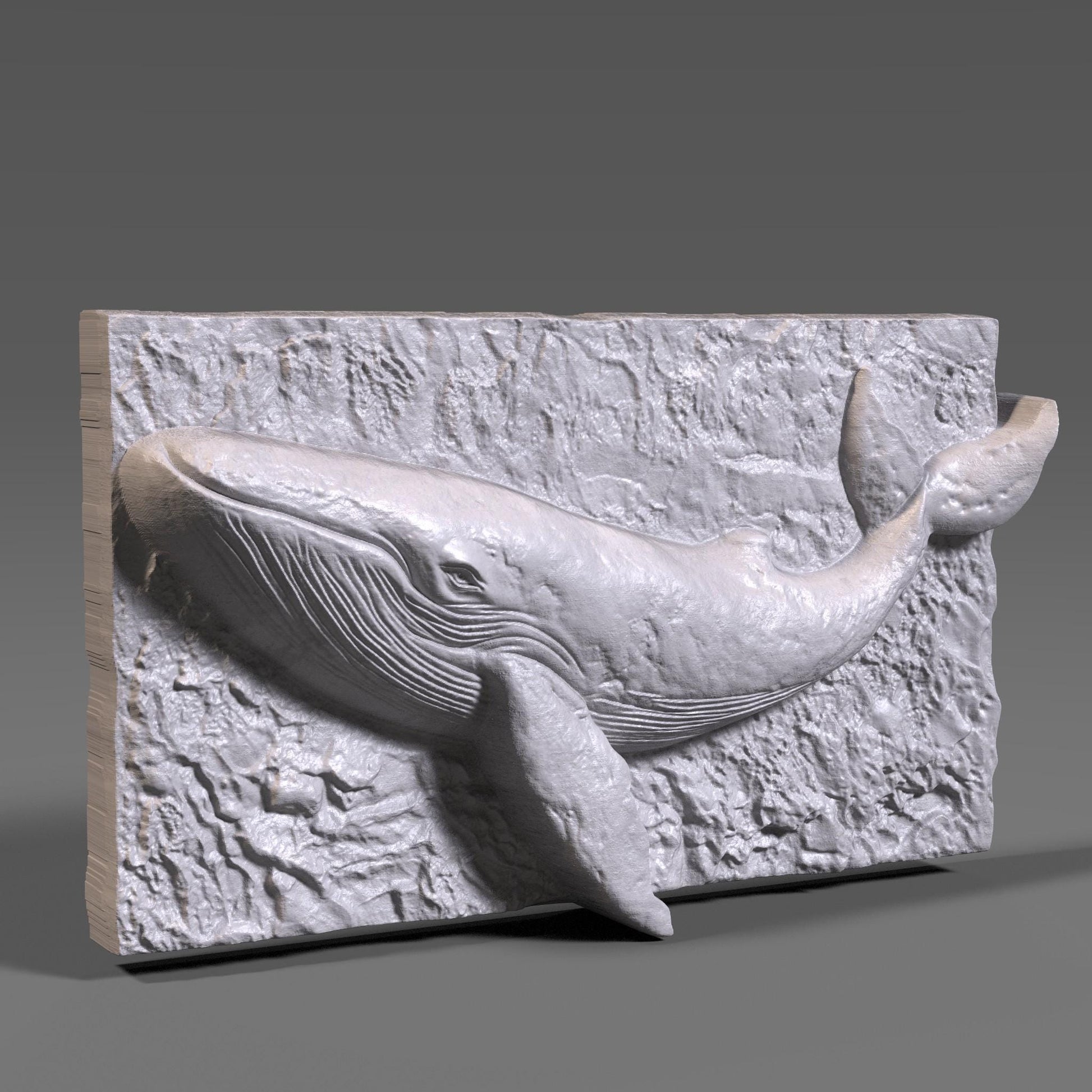 Whale Bas Relief 3D Model: CNC, Laser Engraving, 3D Print (STL + Depth Map)