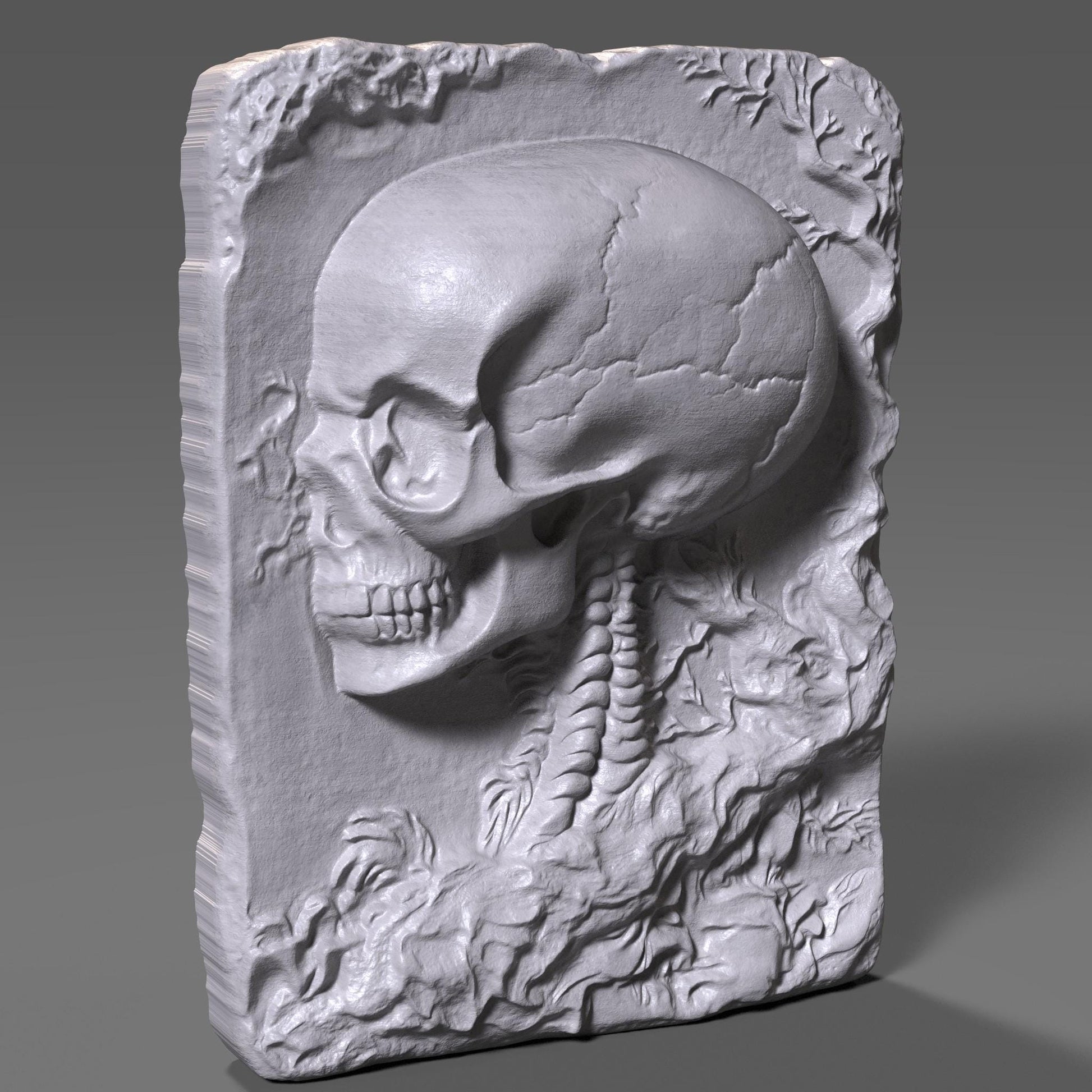 Skull Bas Relief STL File: Gothic CNC Wood Carving (Digital Download)