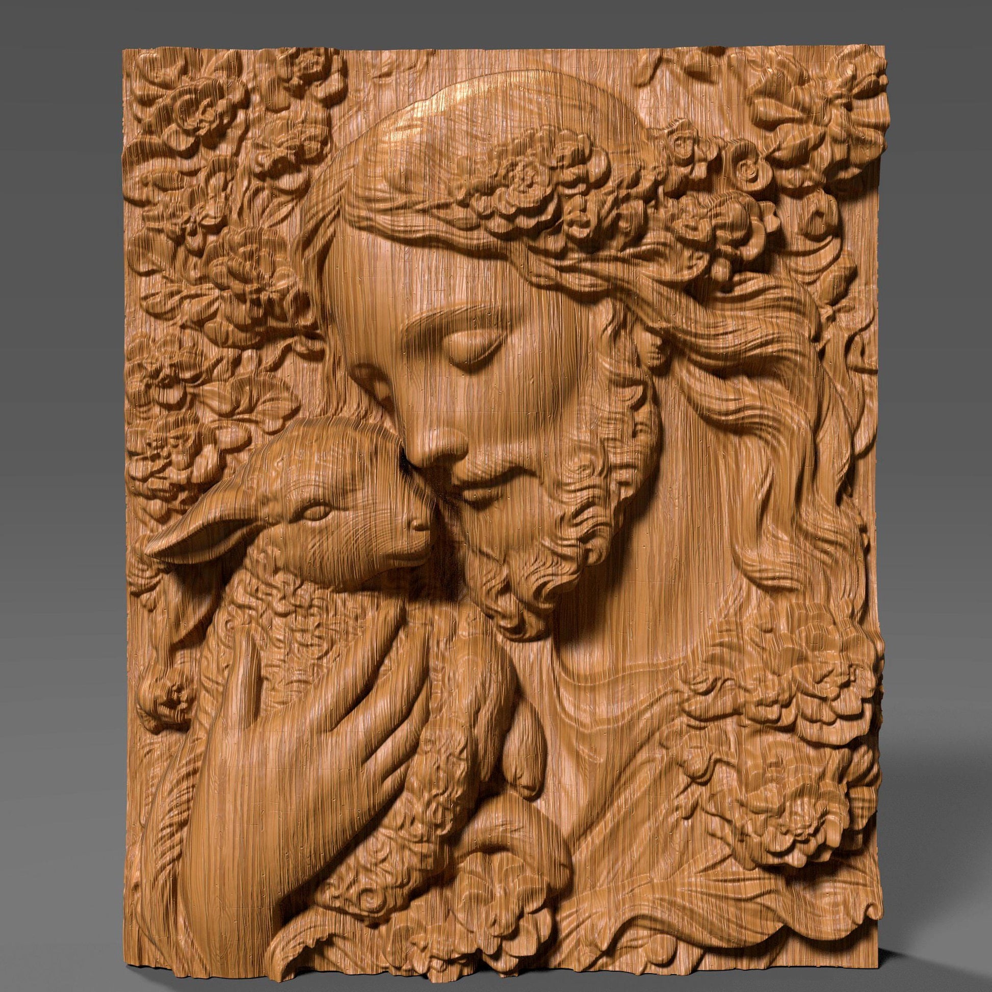 Jesus with Lamb Bas Relief STL File: Christian 3D Model (Digital Download
