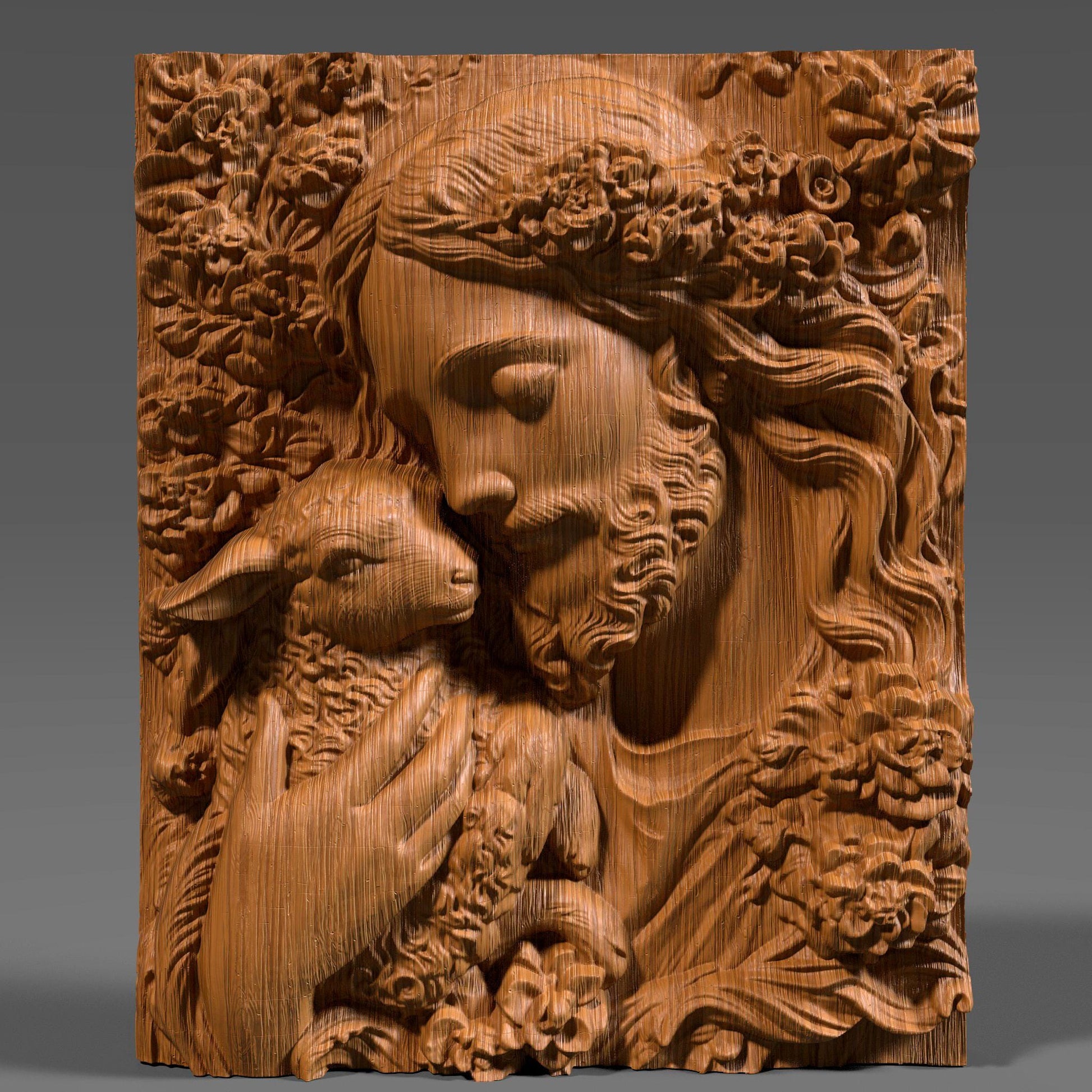 Jesus with Lamb Bas Relief STL File: Christian 3D Model (Digital Download