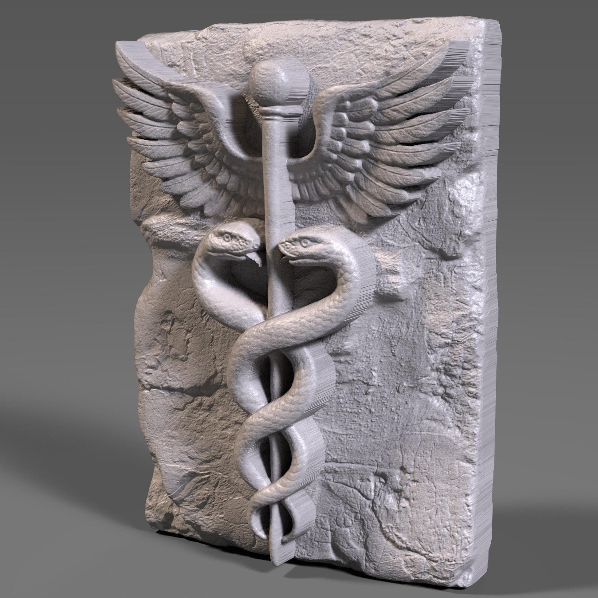 Caduceus 3D Model STL File: Medical Wall Art (Digital Download