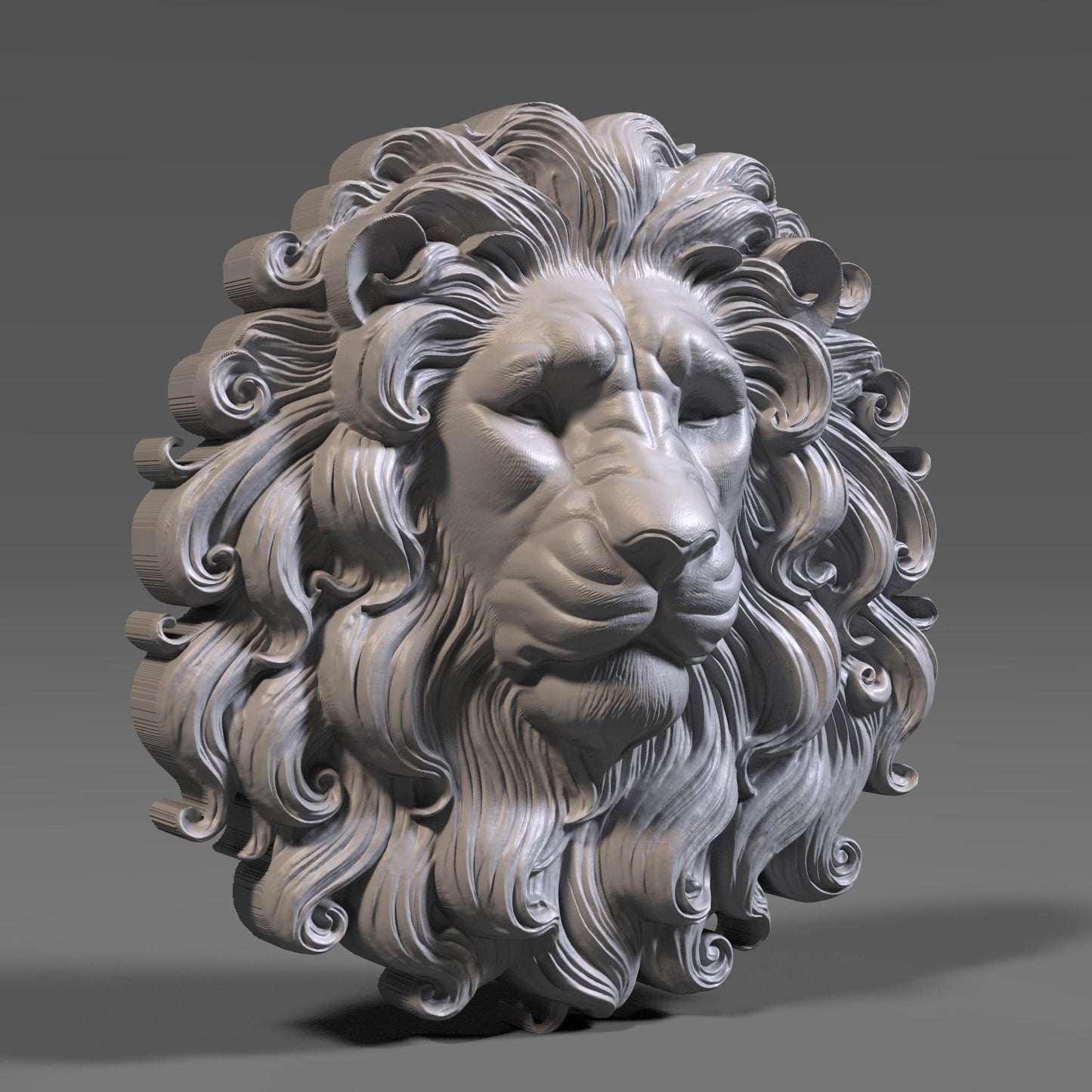 3D Lion Relief STL File: CNC, Laser Engraving, 3D Print (Digital Download
