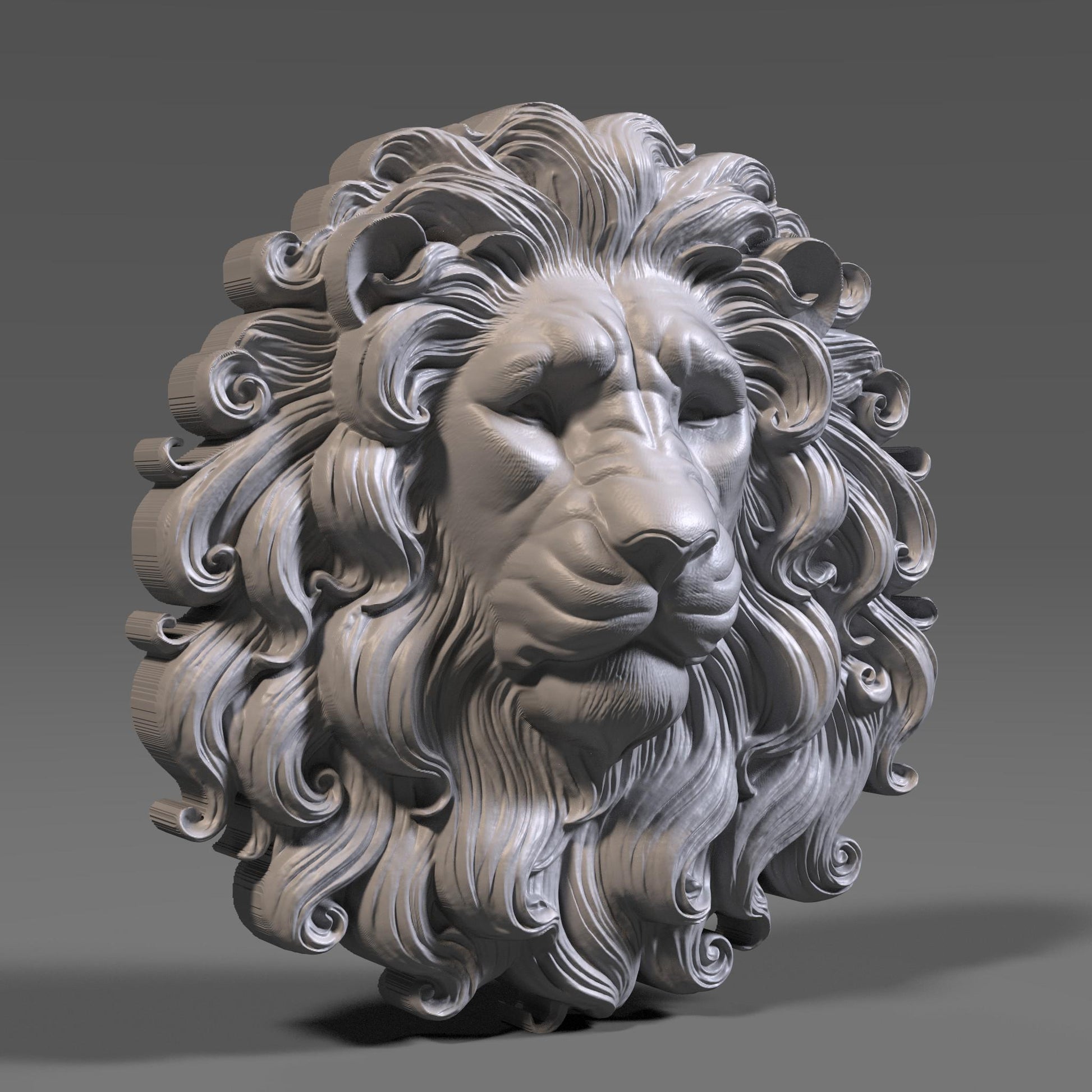 3D Lion Relief STL File: CNC, Laser Engraving, 3D Print (Digital Download