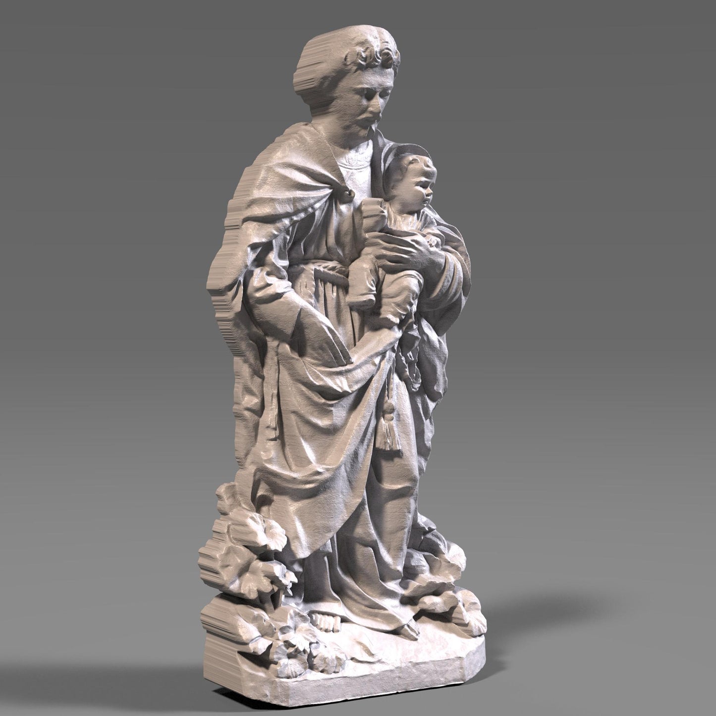 Saint Anthony with Baby Jesus 3D Relief Model: CNC Laser Engraving STL File