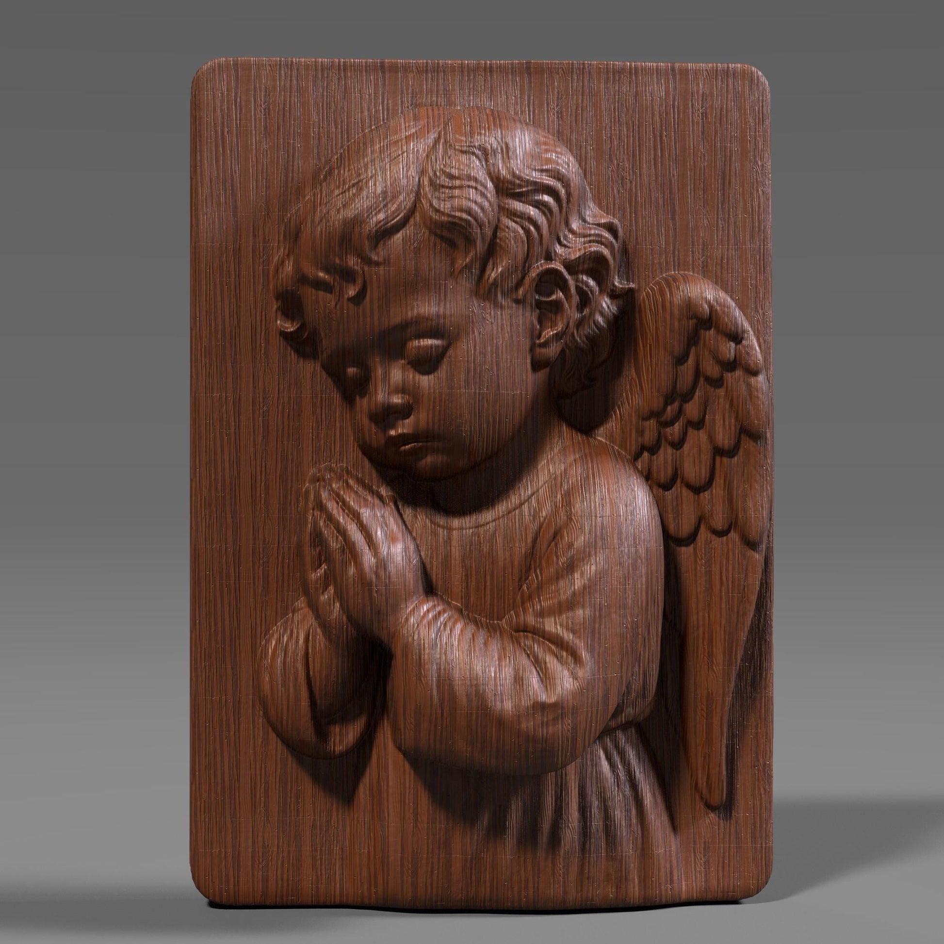 Praying Angel Relief: CNC Laser 3D Print File (STL + Depth Map