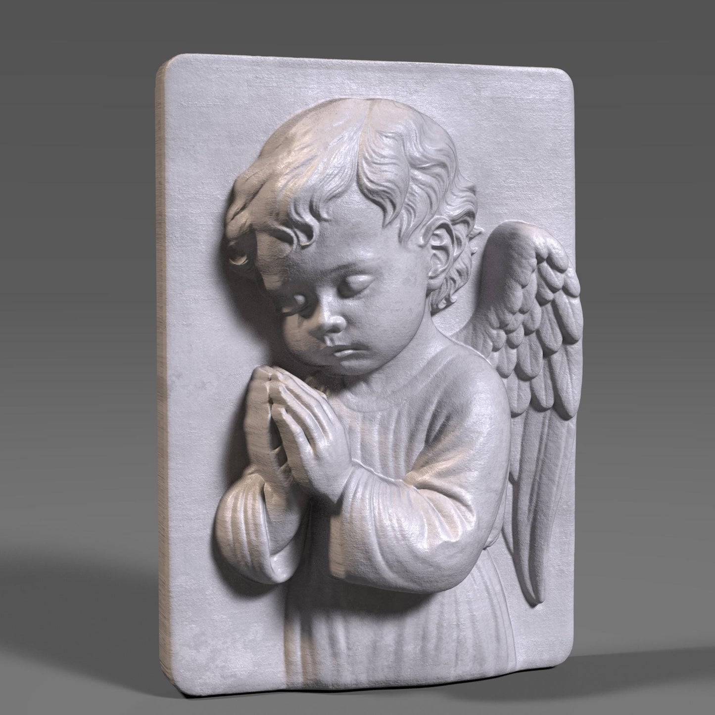 Praying Angel Relief: CNC Laser 3D Print File (STL + Depth Map