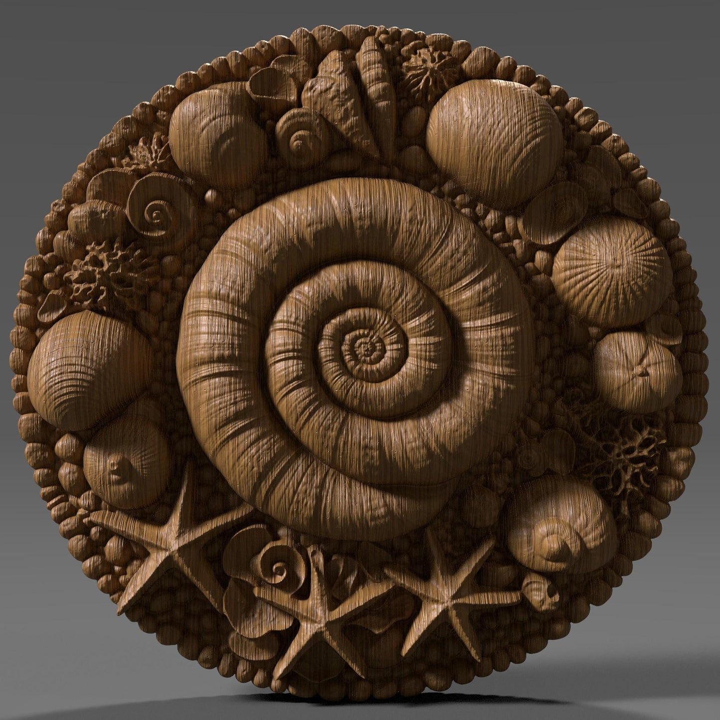 Seashell Mandala STL: Coastal CNC Carving, Laser Engraving, 3D Print