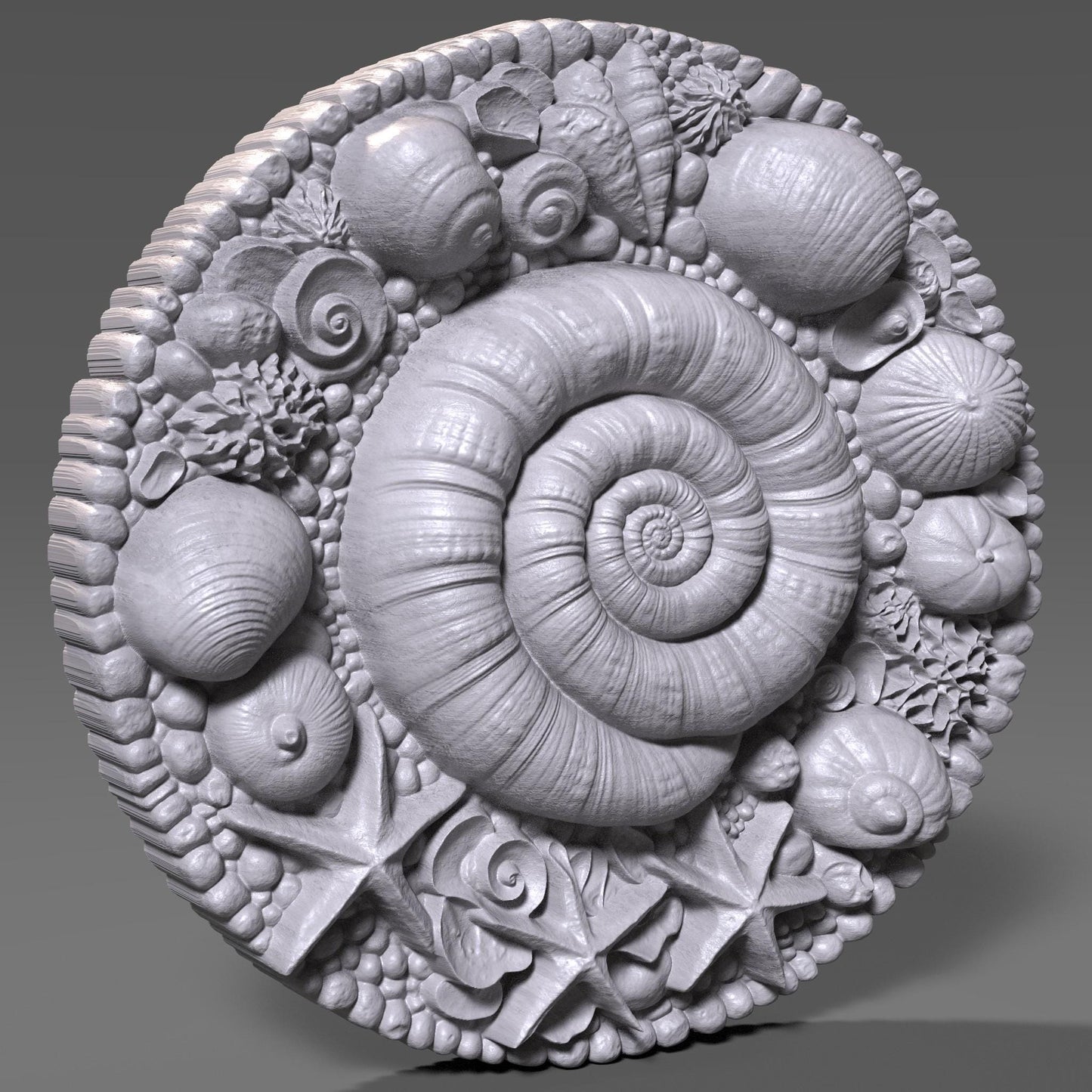 Seashell Mandala STL: Coastal CNC Carving, Laser Engraving, 3D Print