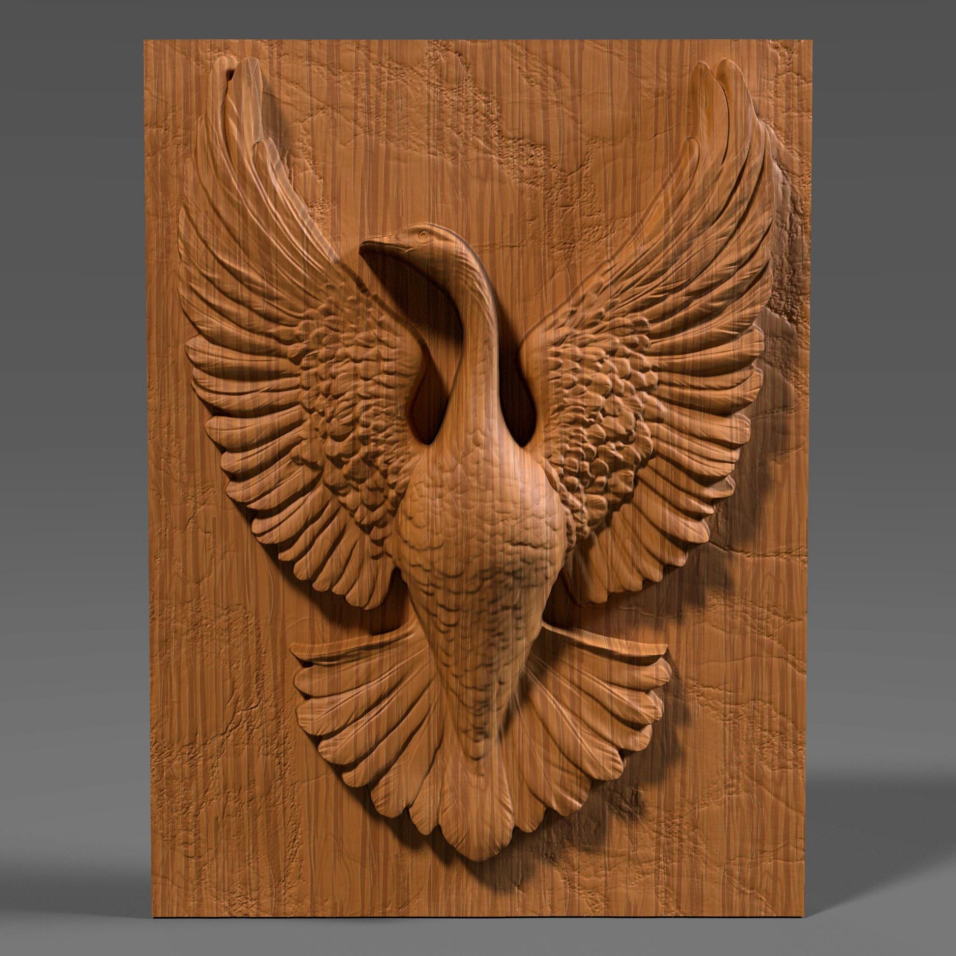Stunning bas-relief sculpture of a Canada goose with wings fully spread in an elegant, upward motion. This detailed 3D artwork is ideal for CNC carving, laser engraving, or 3D printing in wood, resin, or ivory-style material. A perfect piece for wildlife lovers, rustic home décor, cabin walls, or patriotic gifts, symbolizing strength and grace in flight—bringing natural beauty to any interior setting.