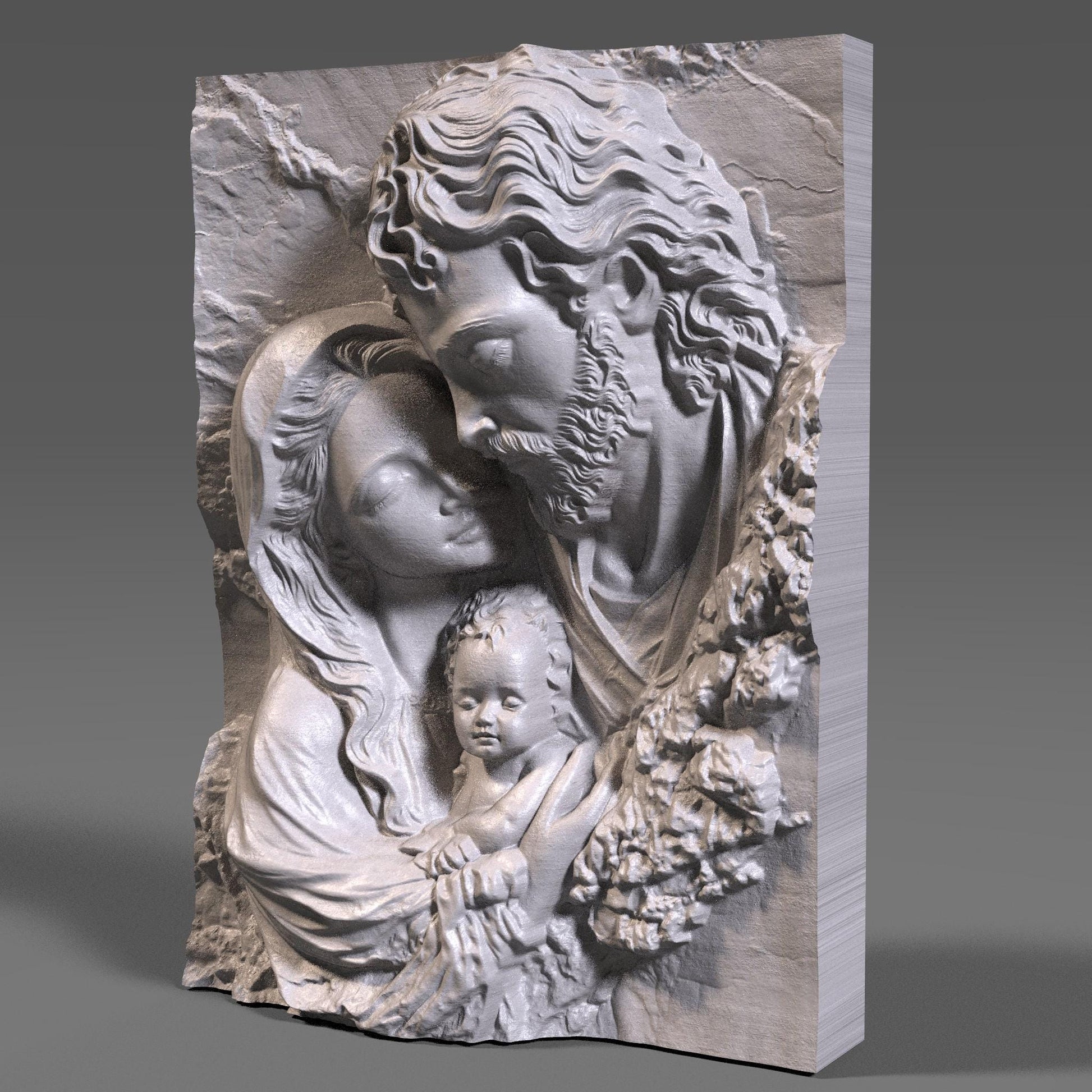 Holy Family STL 3D Model: Christian Nativity Scene (Digital Download