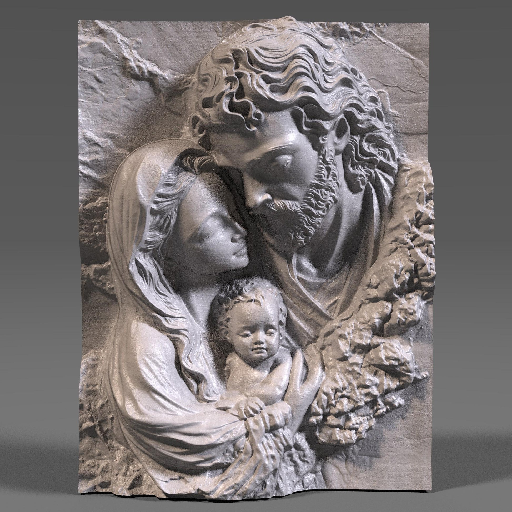 Holy Family STL 3D Model: Christian Nativity Scene (Digital Download